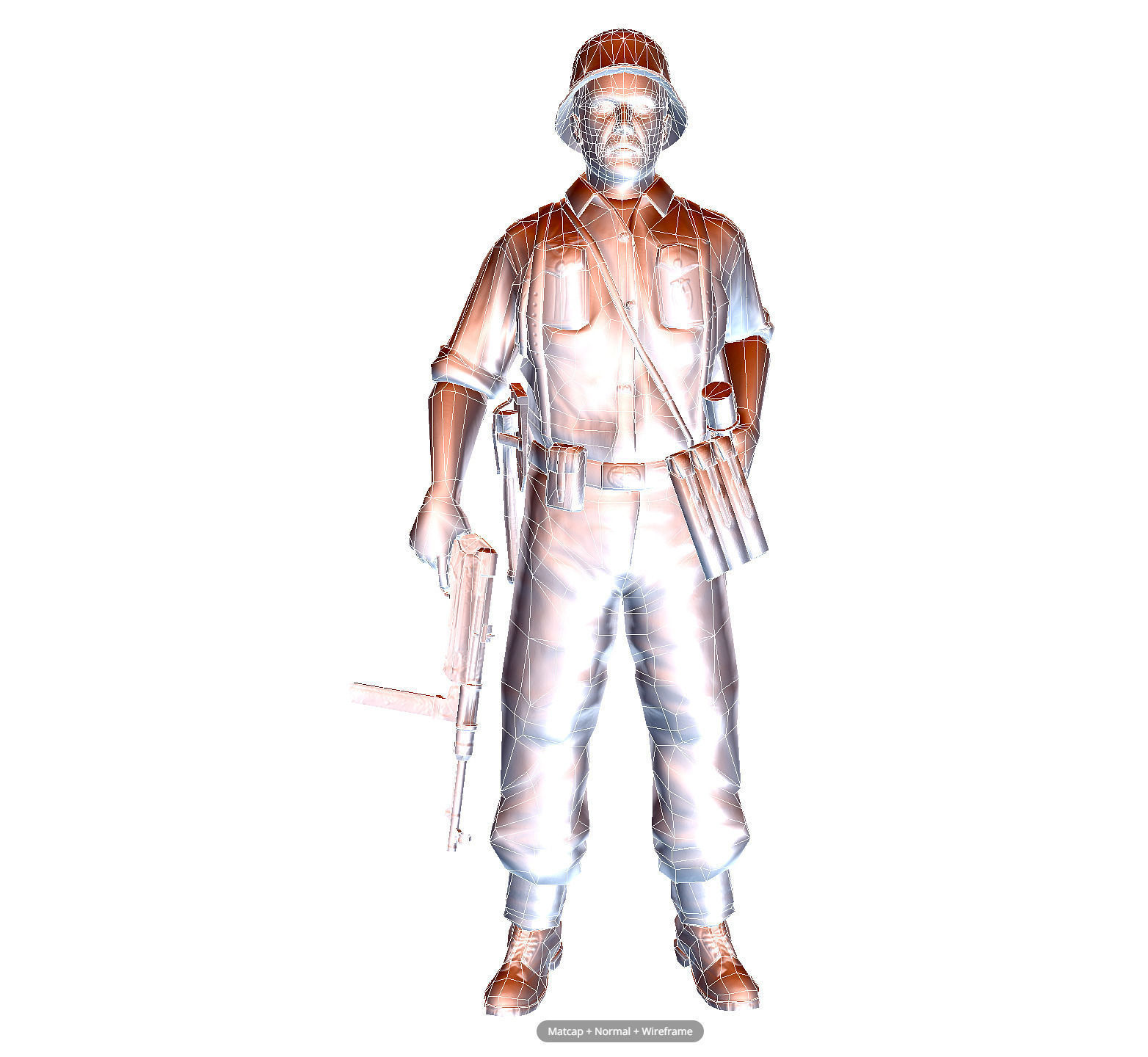 WWII German Soldier Low-poly 3D model_15