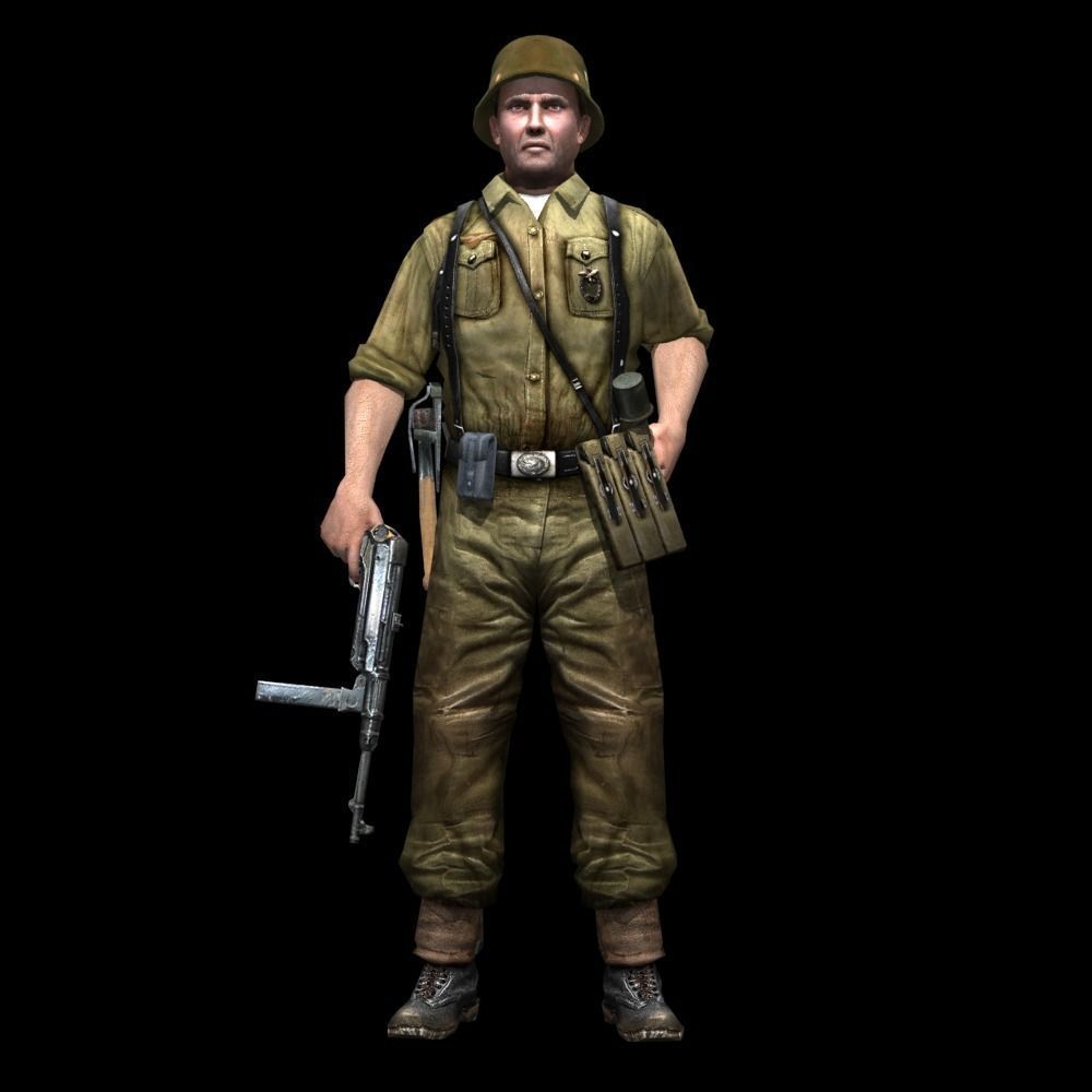 WWII German Soldier Low-poly 3D model_4