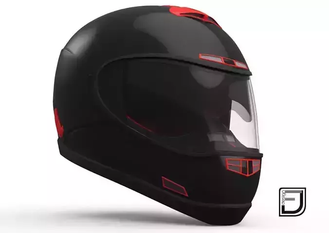 Black And Red Helmet H07 3D model