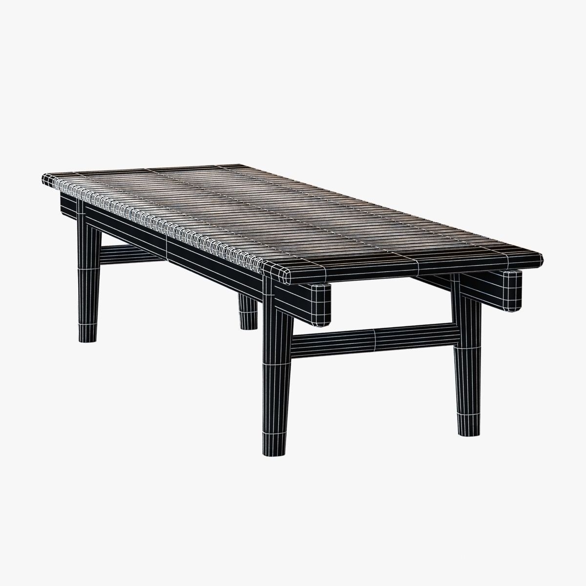 kayak bench by hans wegner 3D model_7