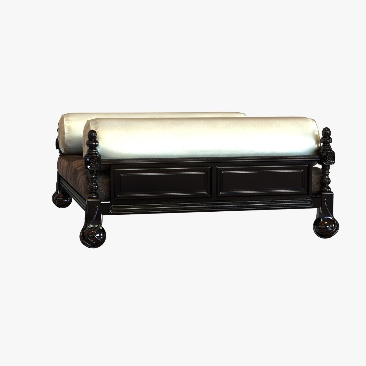 Big classic square daybed with cushions 3D model_1