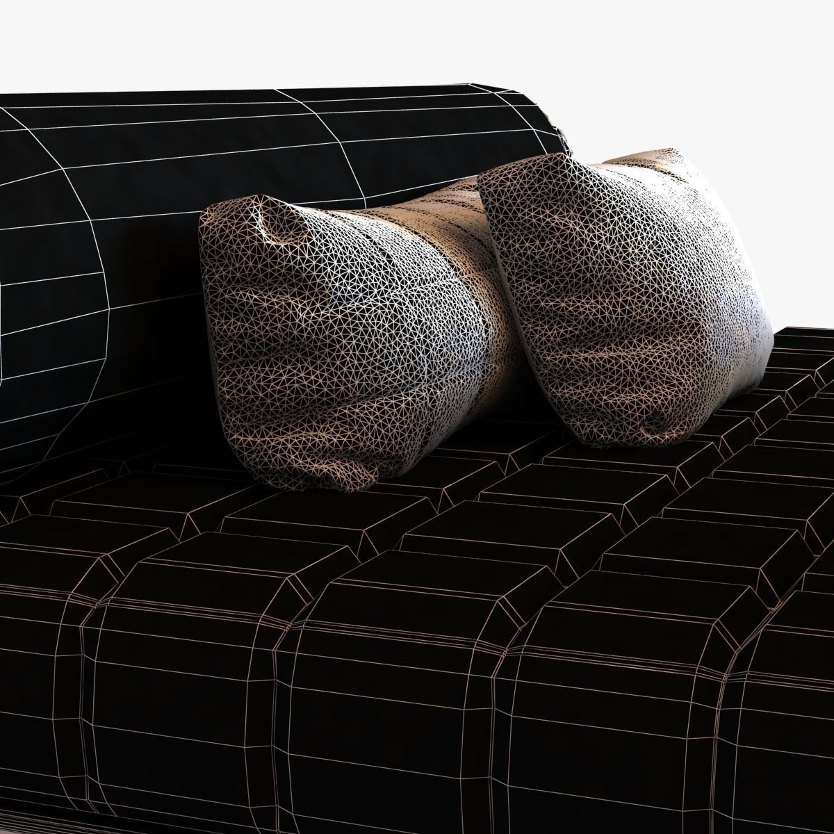 Big classic square daybed with cushions 3D model_10