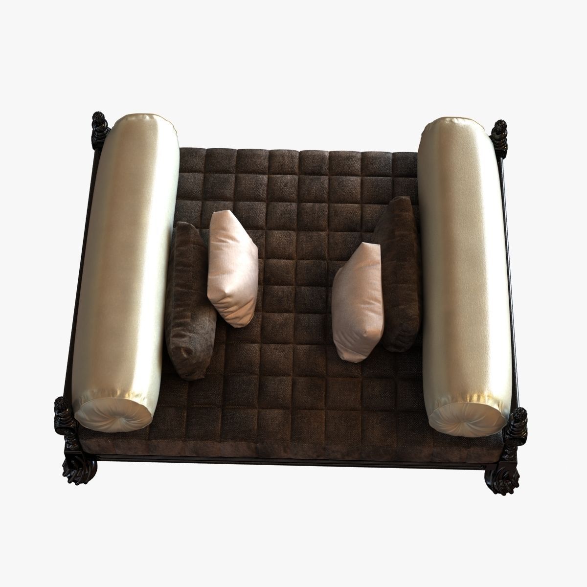 Big classic square daybed with cushions 3D model_2