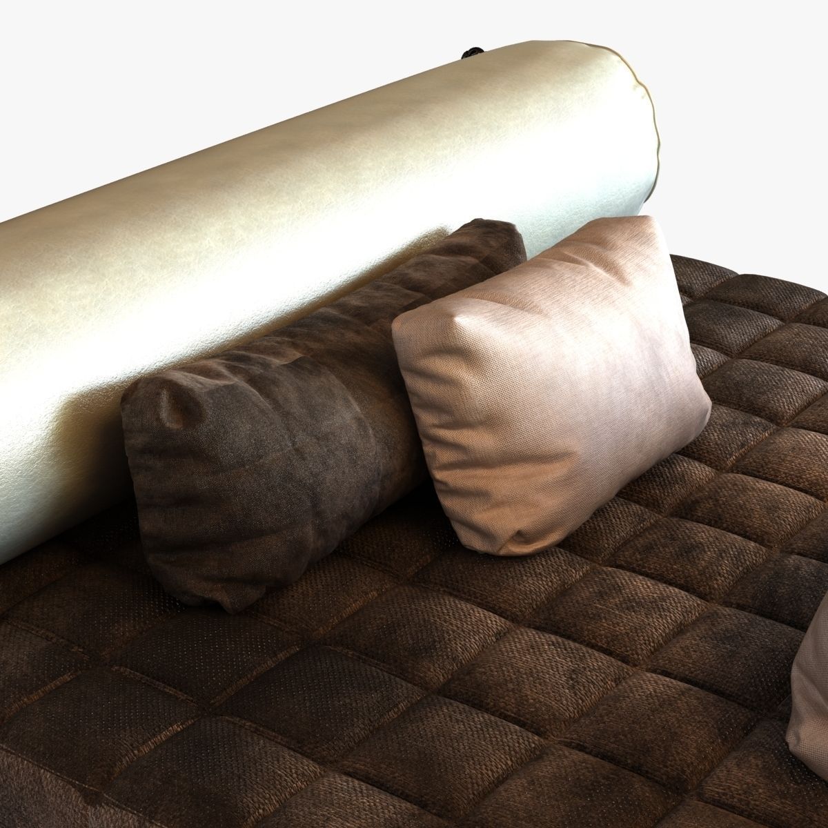 Big classic square daybed with cushions 3D model_3