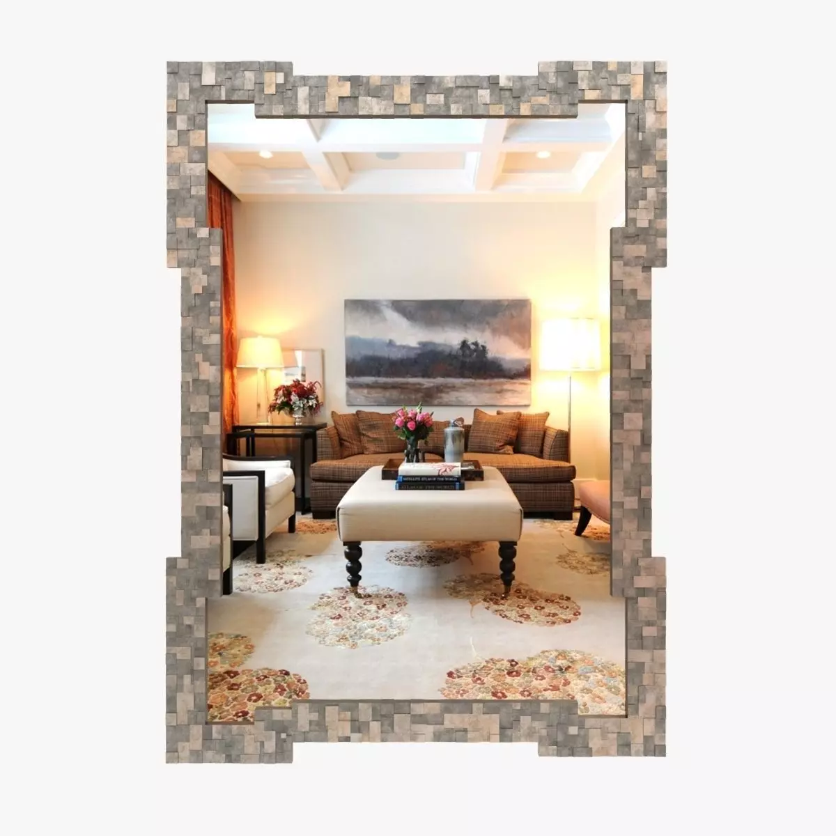 Pyrite and Patinated Brass Mirror designed by Douglas Mackie 3D model