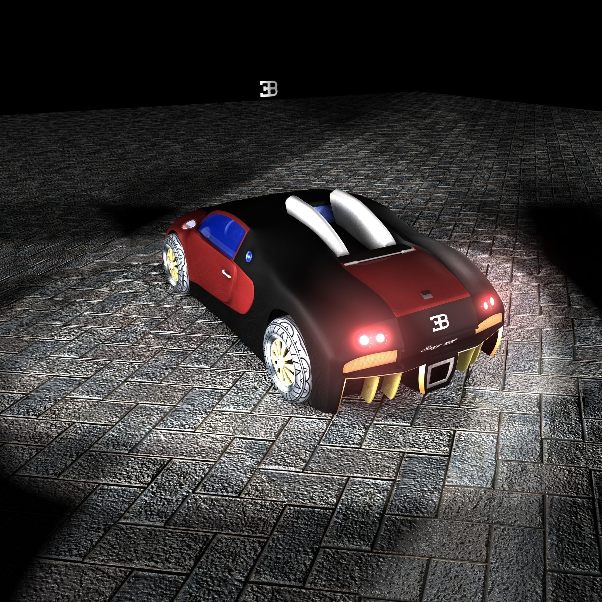 Bugatti Veyron 3D model with interior Free low-poly 3D model_4