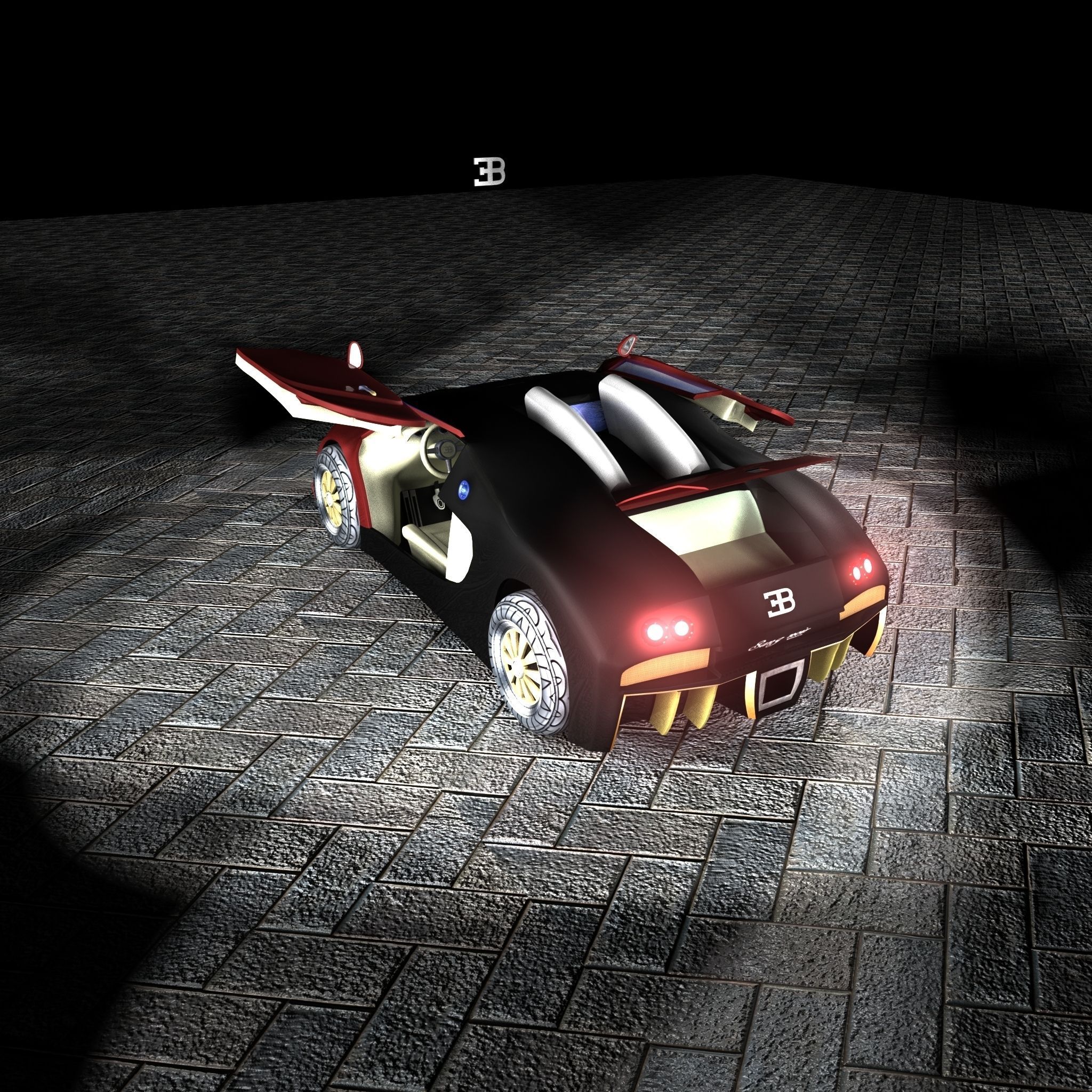 Bugatti Veyron 3D model with interior Free low-poly 3D model_5