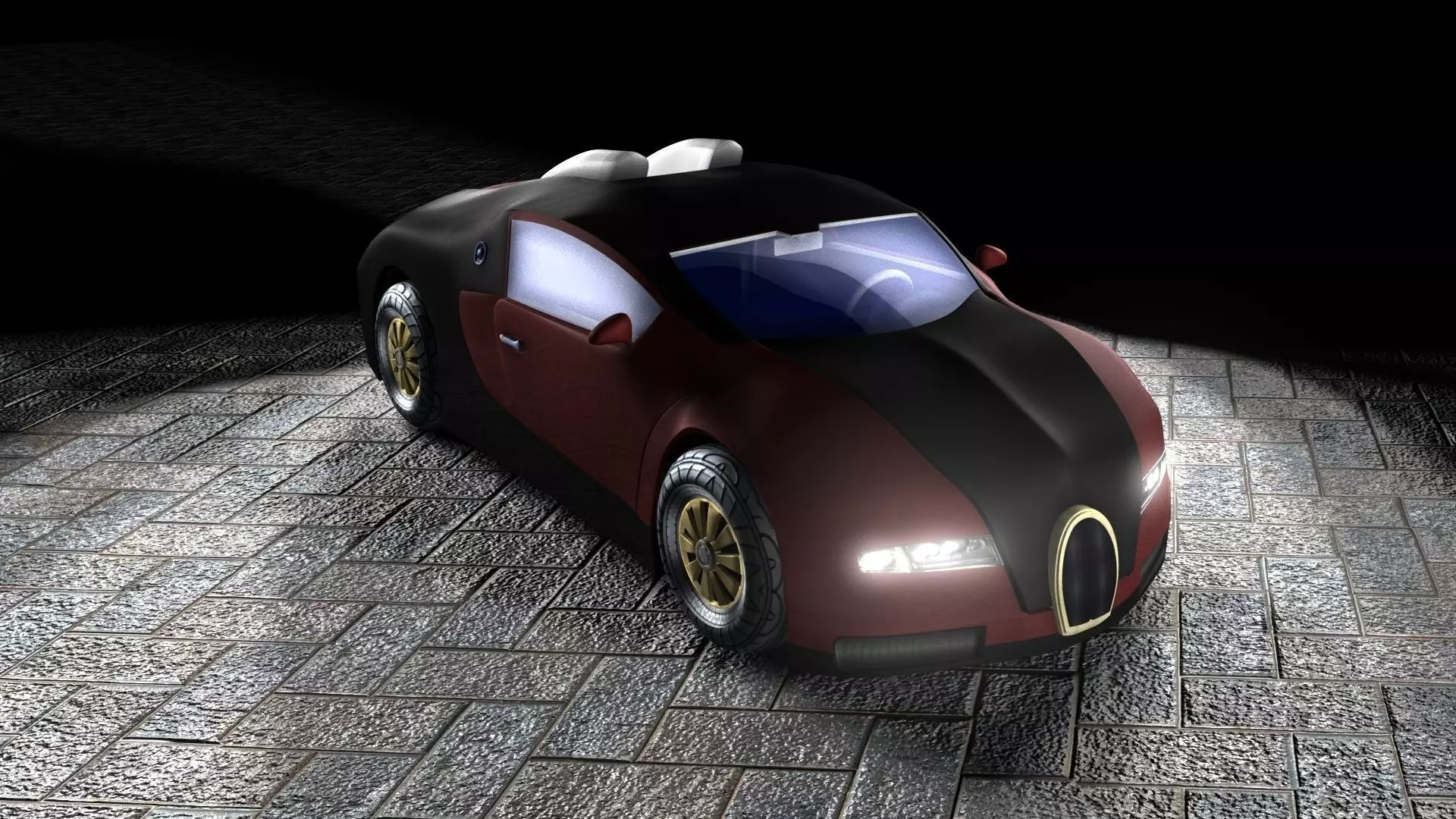 Bugatti Veyron 3D model with interior Free low-poly 3D model_0