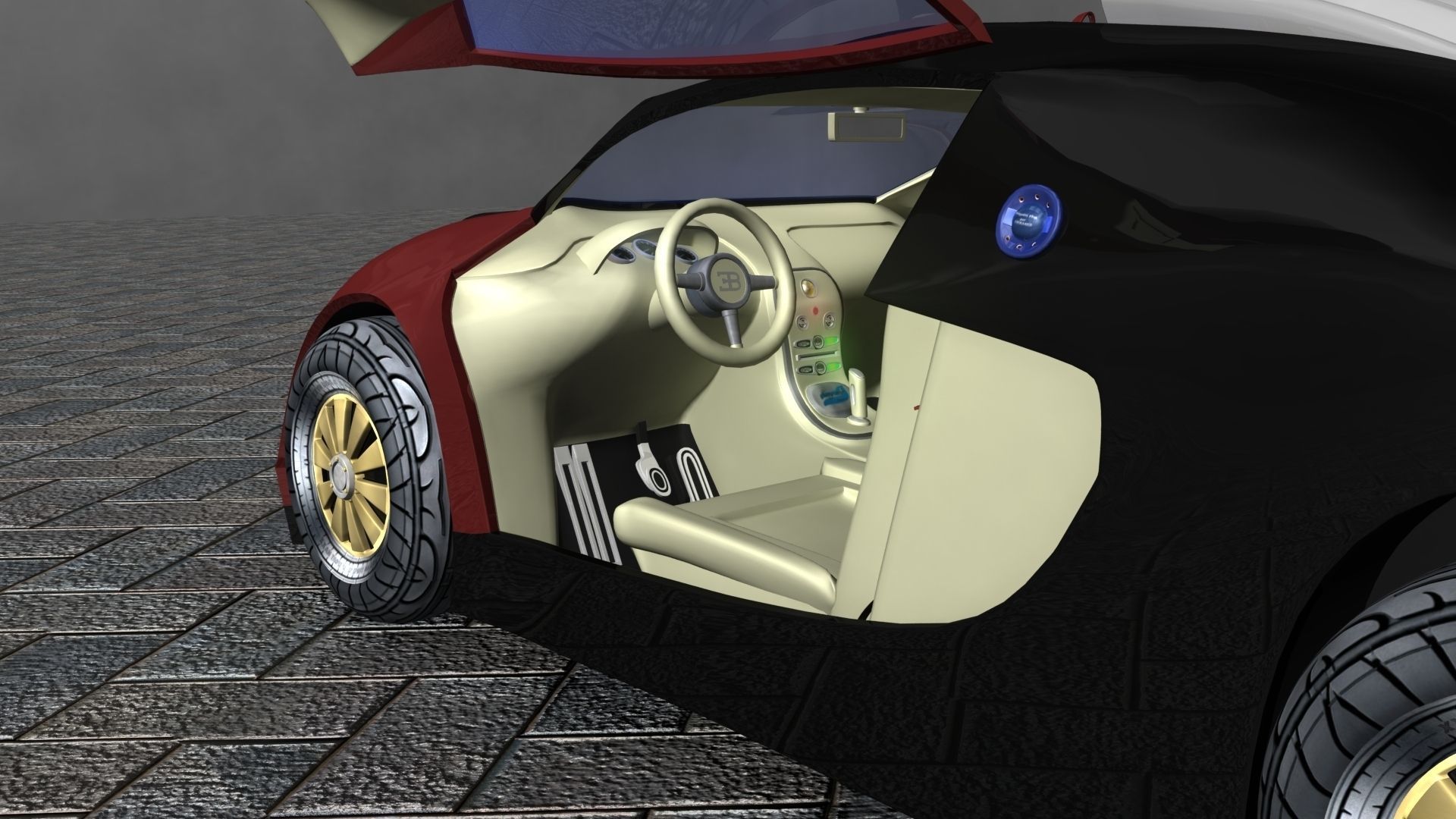 Bugatti Veyron 3D model with interior Free low-poly 3D model_2