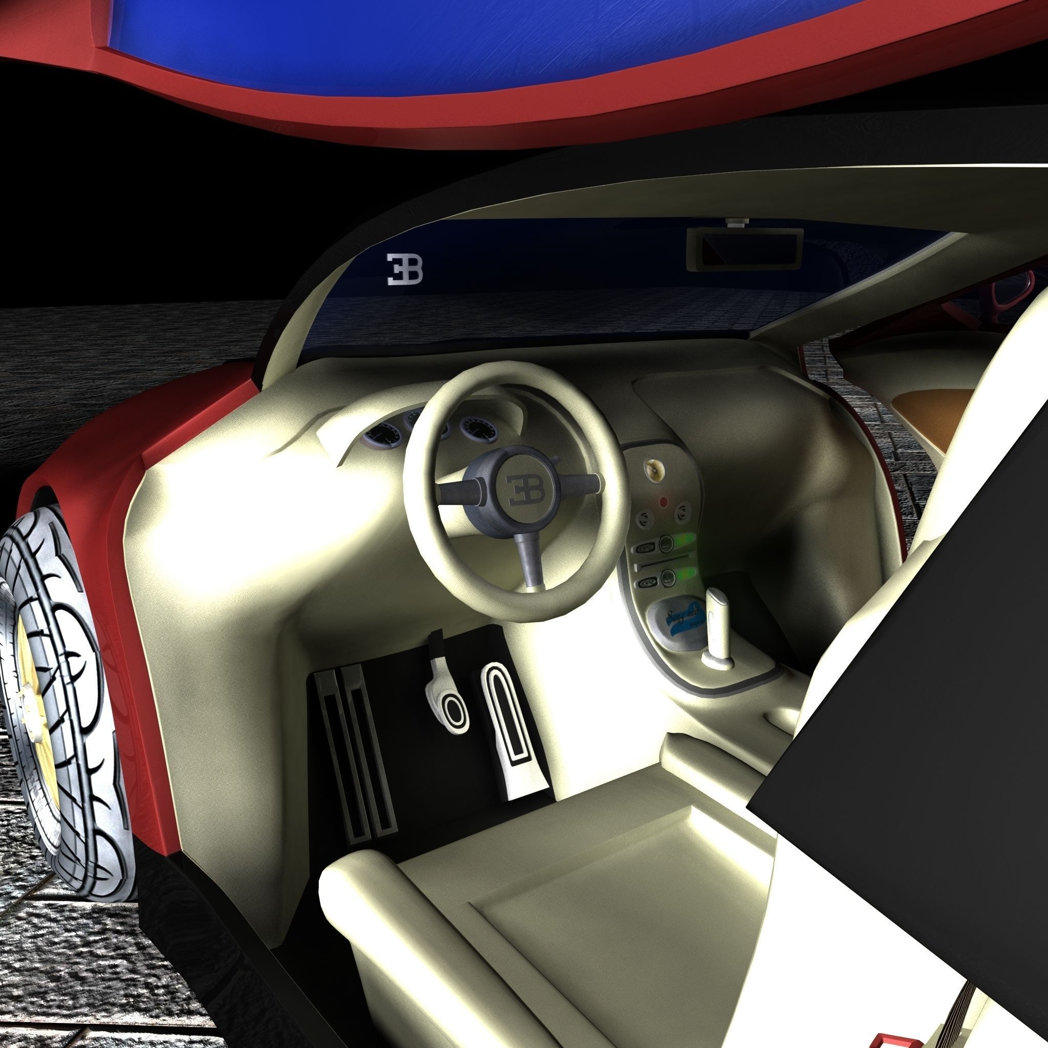 Bugatti Veyron 3D model with interior Free low-poly 3D model_1