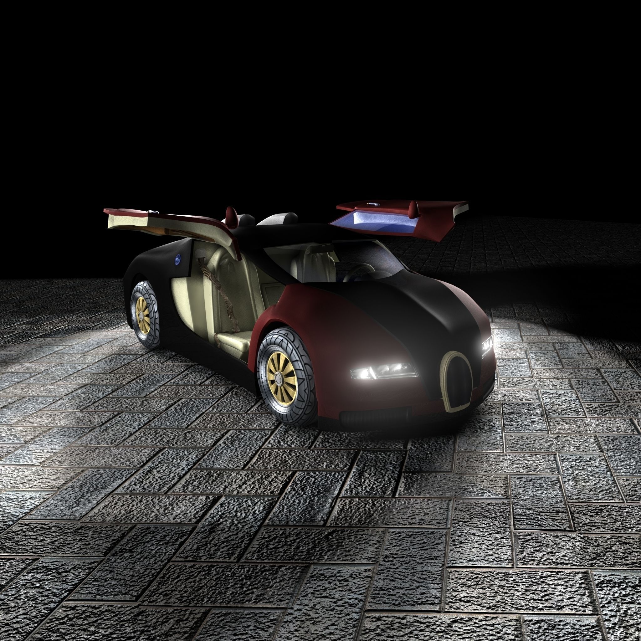Bugatti Veyron 3D model with interior Free low-poly 3D model_7