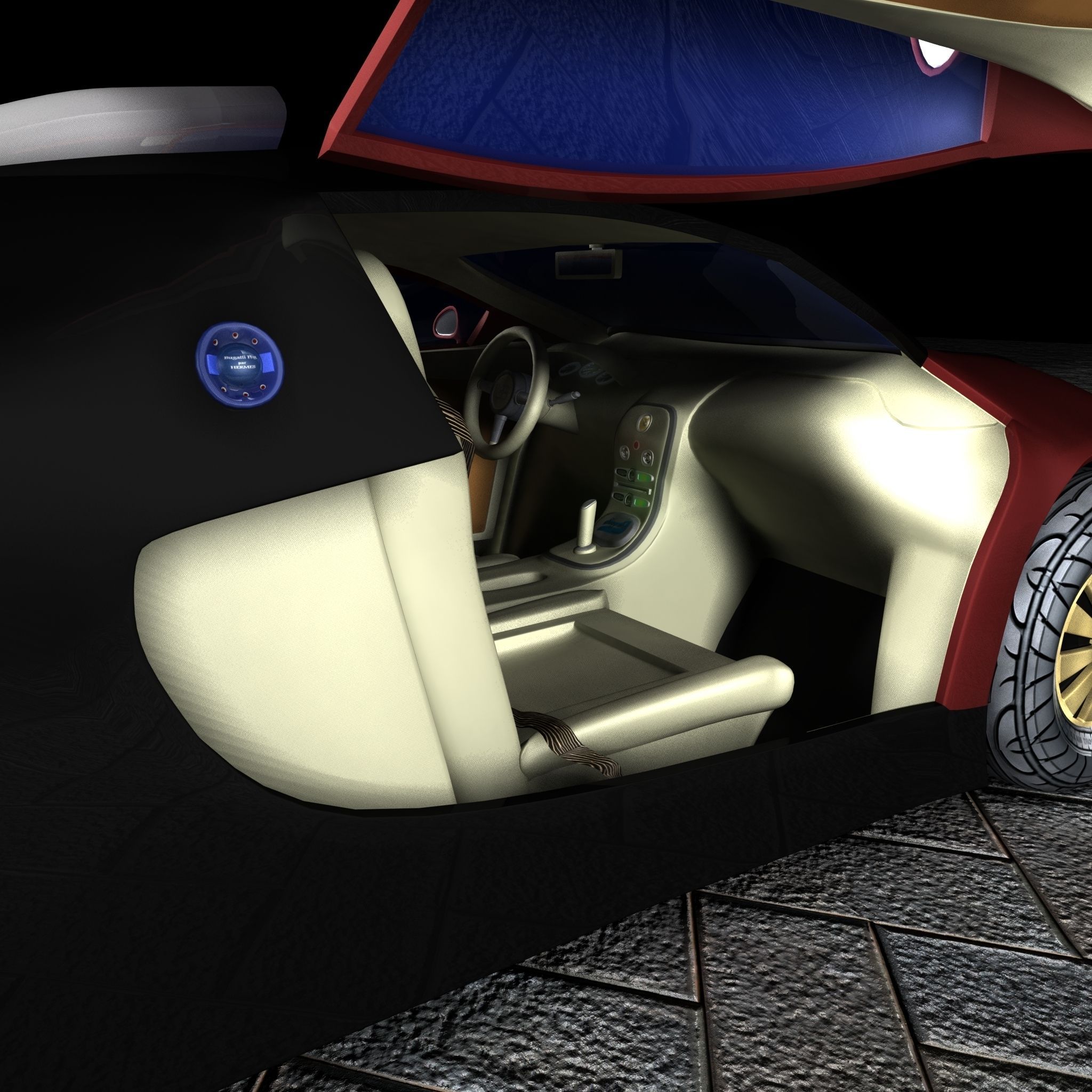 Bugatti Veyron 3D model with interior Free low-poly 3D model_3