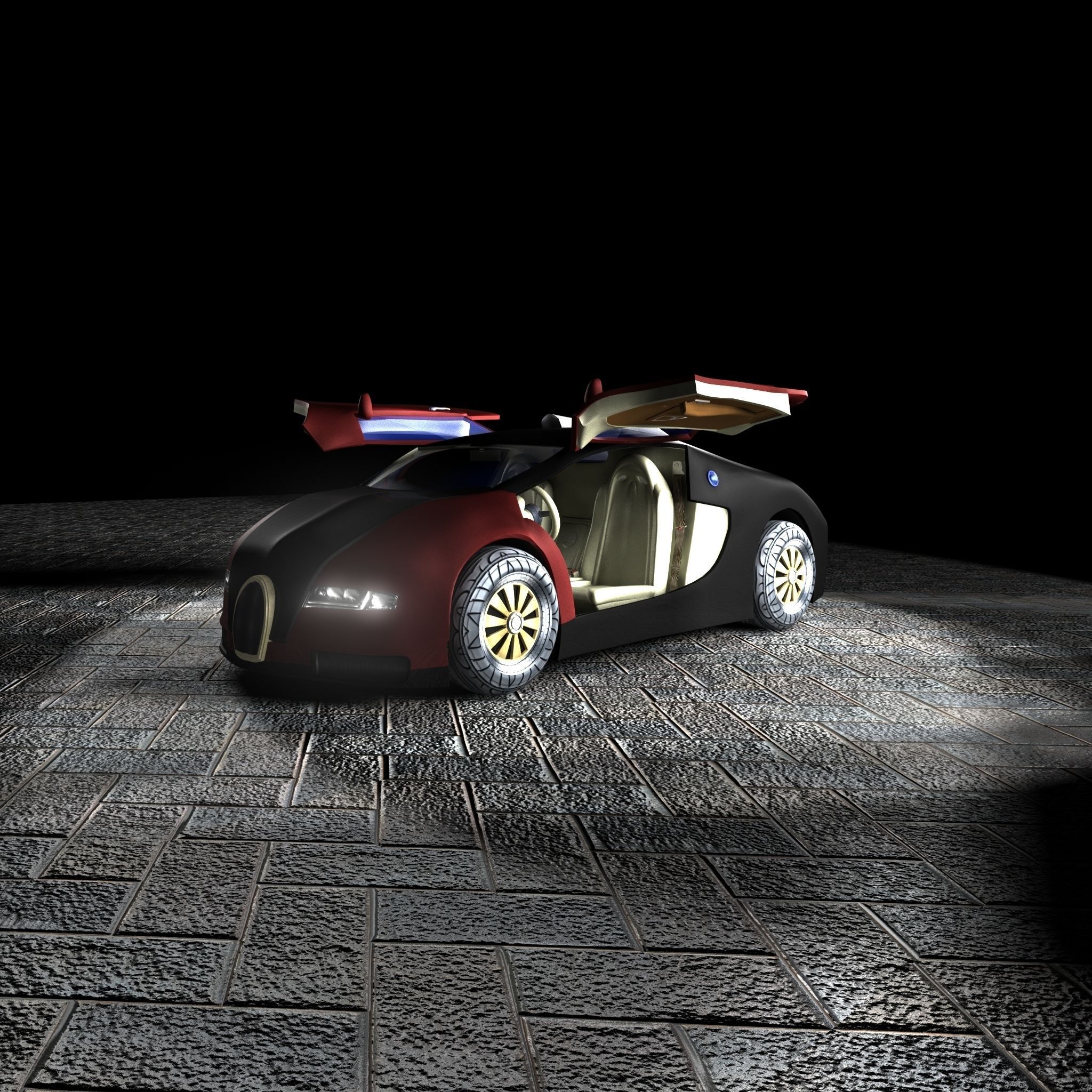 Bugatti Veyron 3D model with interior Free low-poly 3D model_6