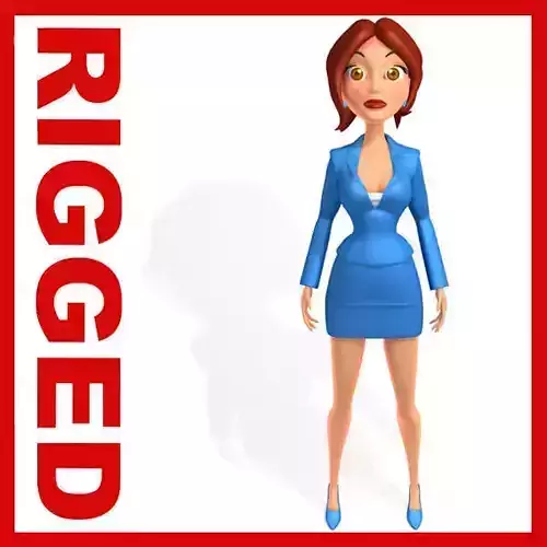 Business Woman Cartoon Rigged 3D model