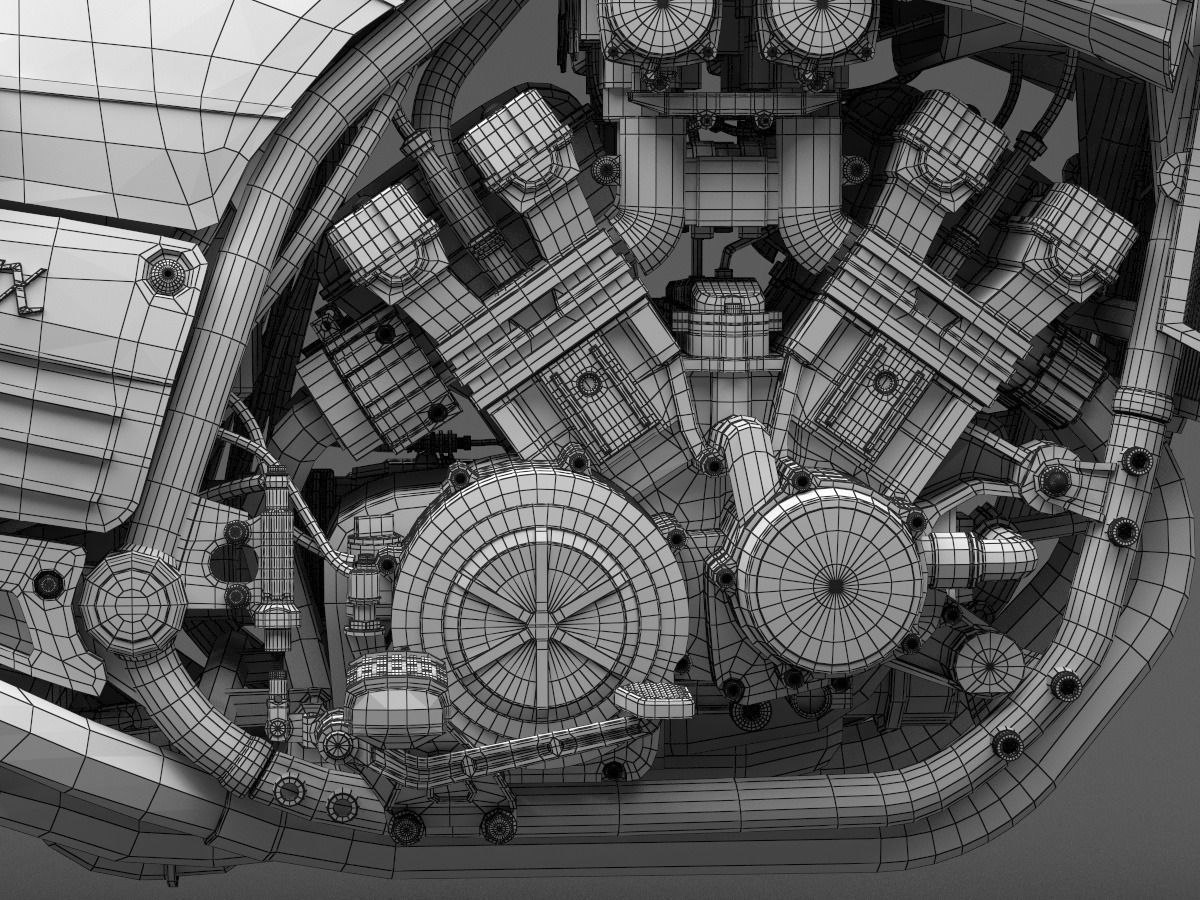 Classic Motorcycle Yamaha V-Max 1200 3D model_19