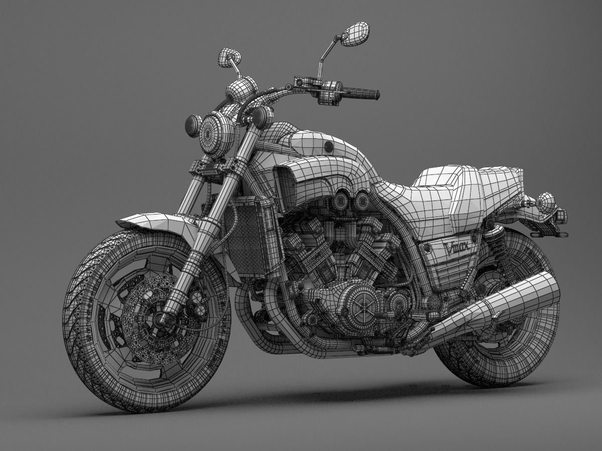 Classic Motorcycle Yamaha V-Max 1200 3D model_15