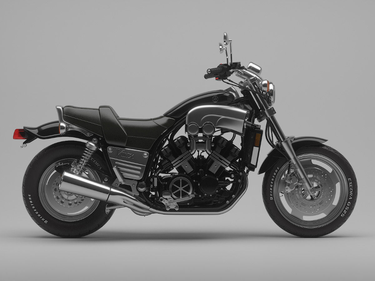 Classic Motorcycle Yamaha V-Max 1200 3D model_5