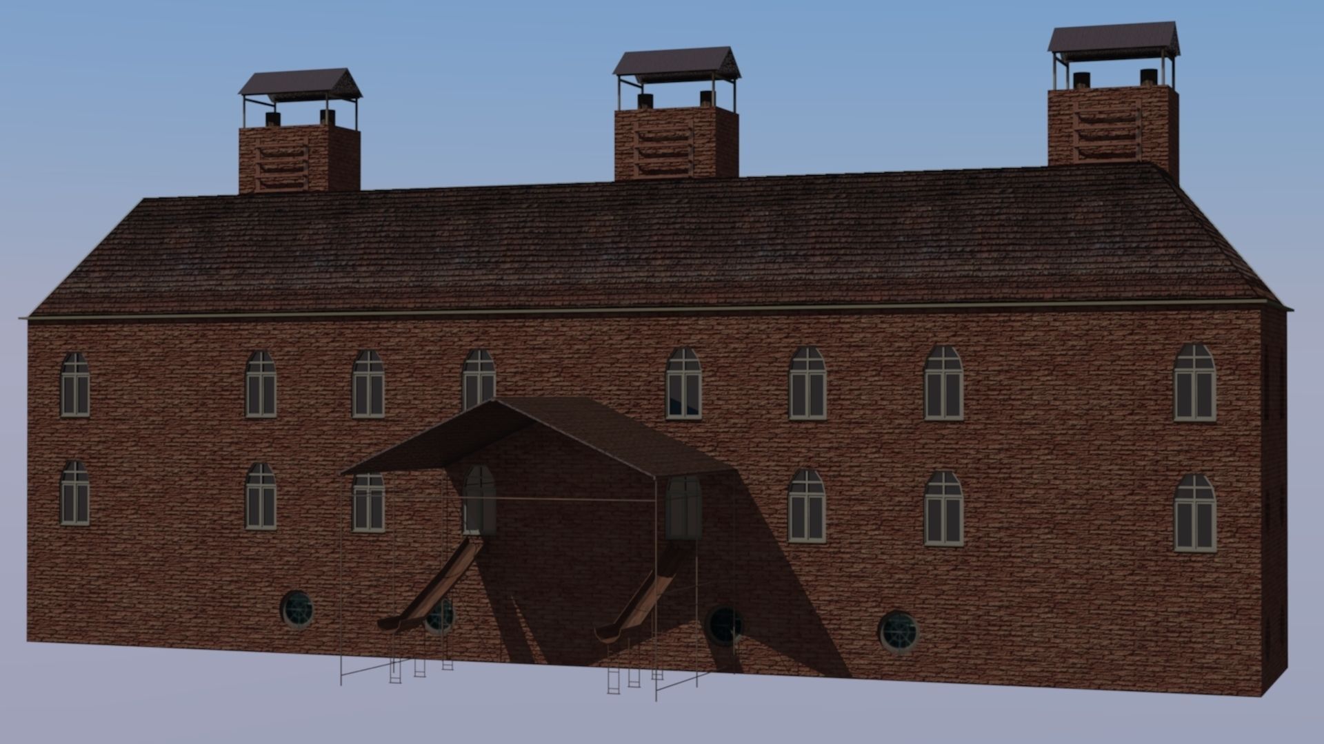 Old factory Low-poly 3D model_4