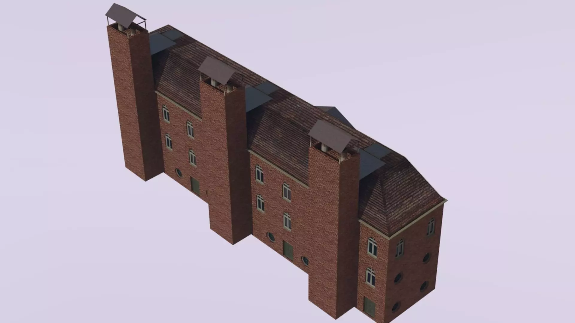 Old factory Low-poly 3D model_0