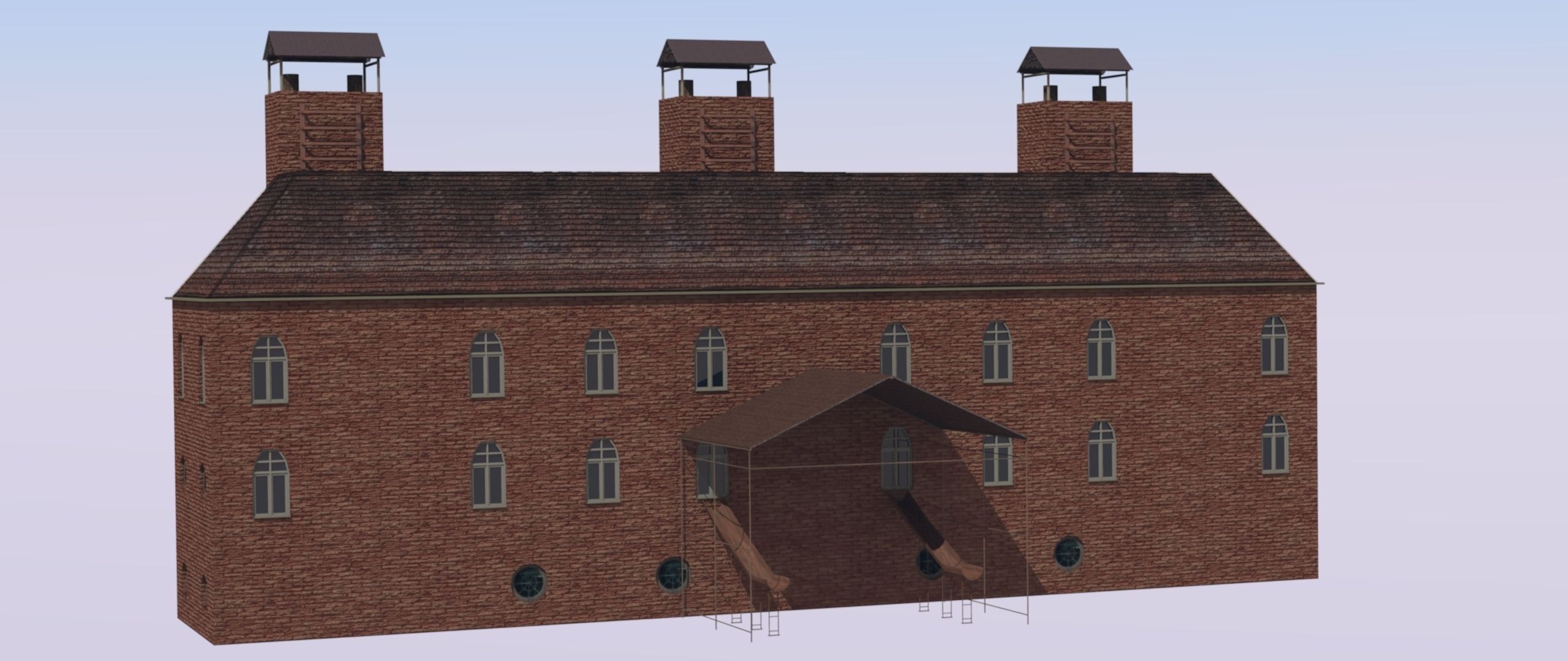 Old factory Low-poly 3D model_2