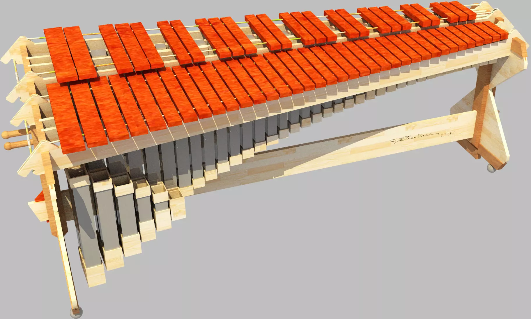 5 Octaves Artist Model Rosewood Marimba 3D model_0