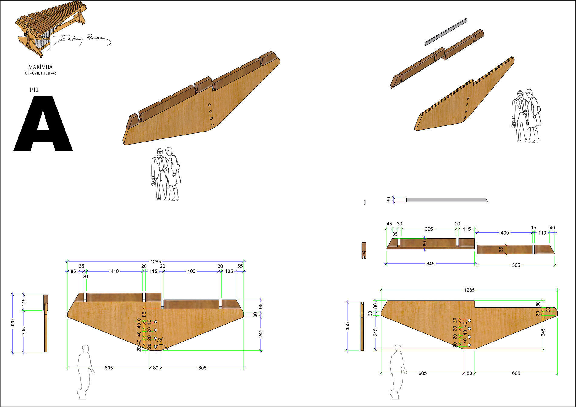 5 Octaves Artist Model Rosewood Marimba 3D model_6
