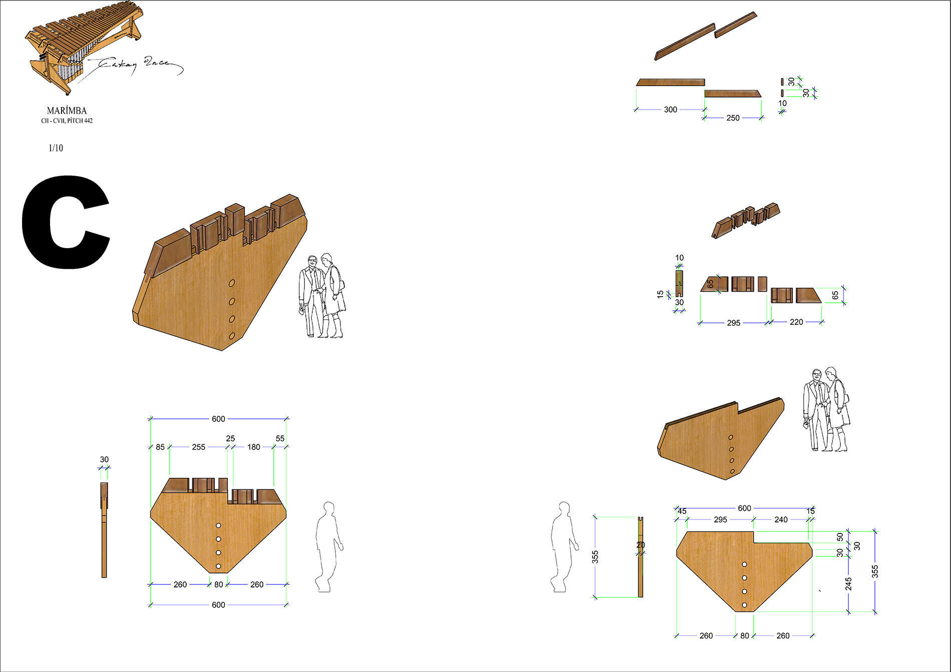 5 Octaves Artist Model Rosewood Marimba 3D model_8
