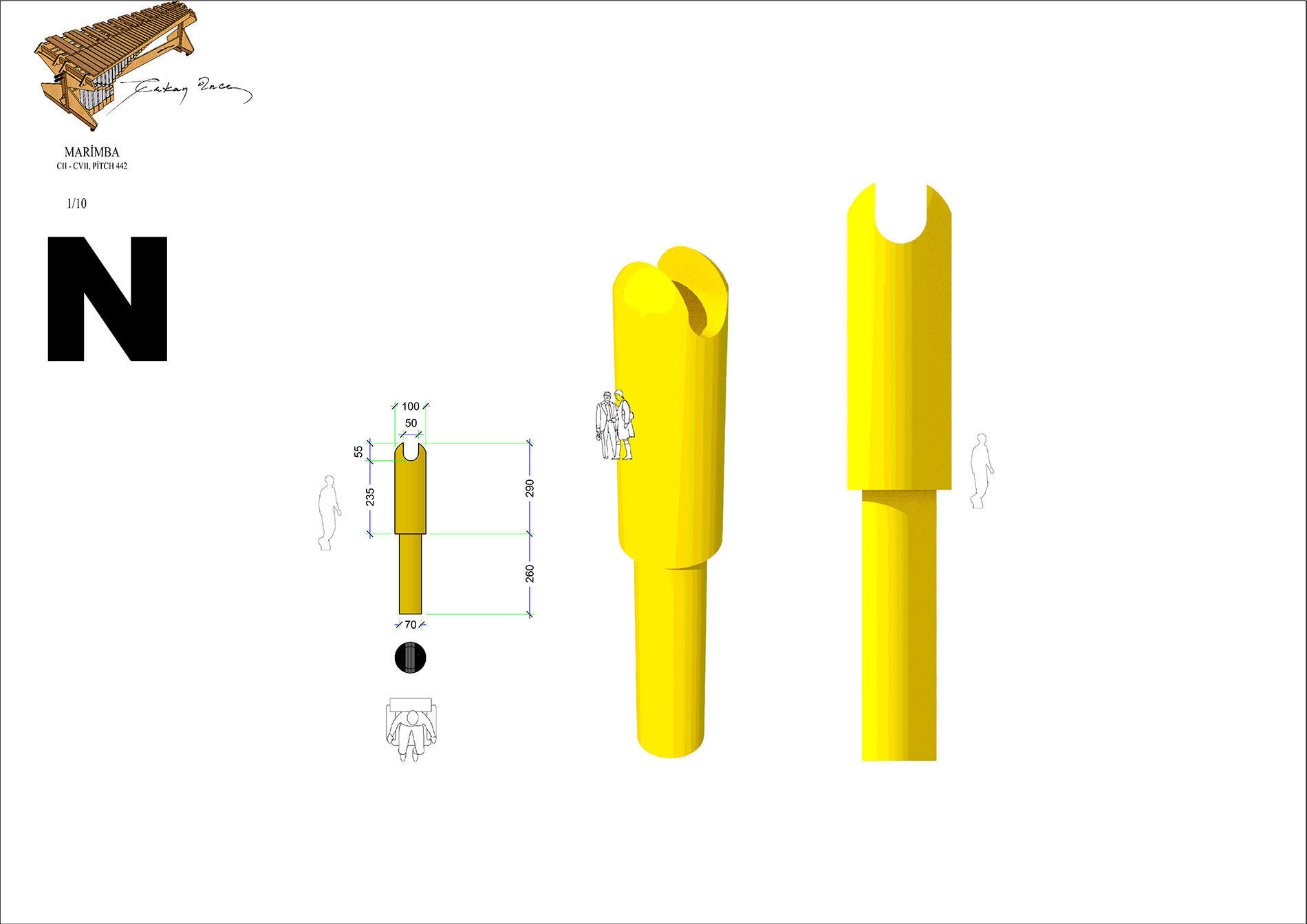 5 Octaves Artist Model Rosewood Marimba 3D model_14