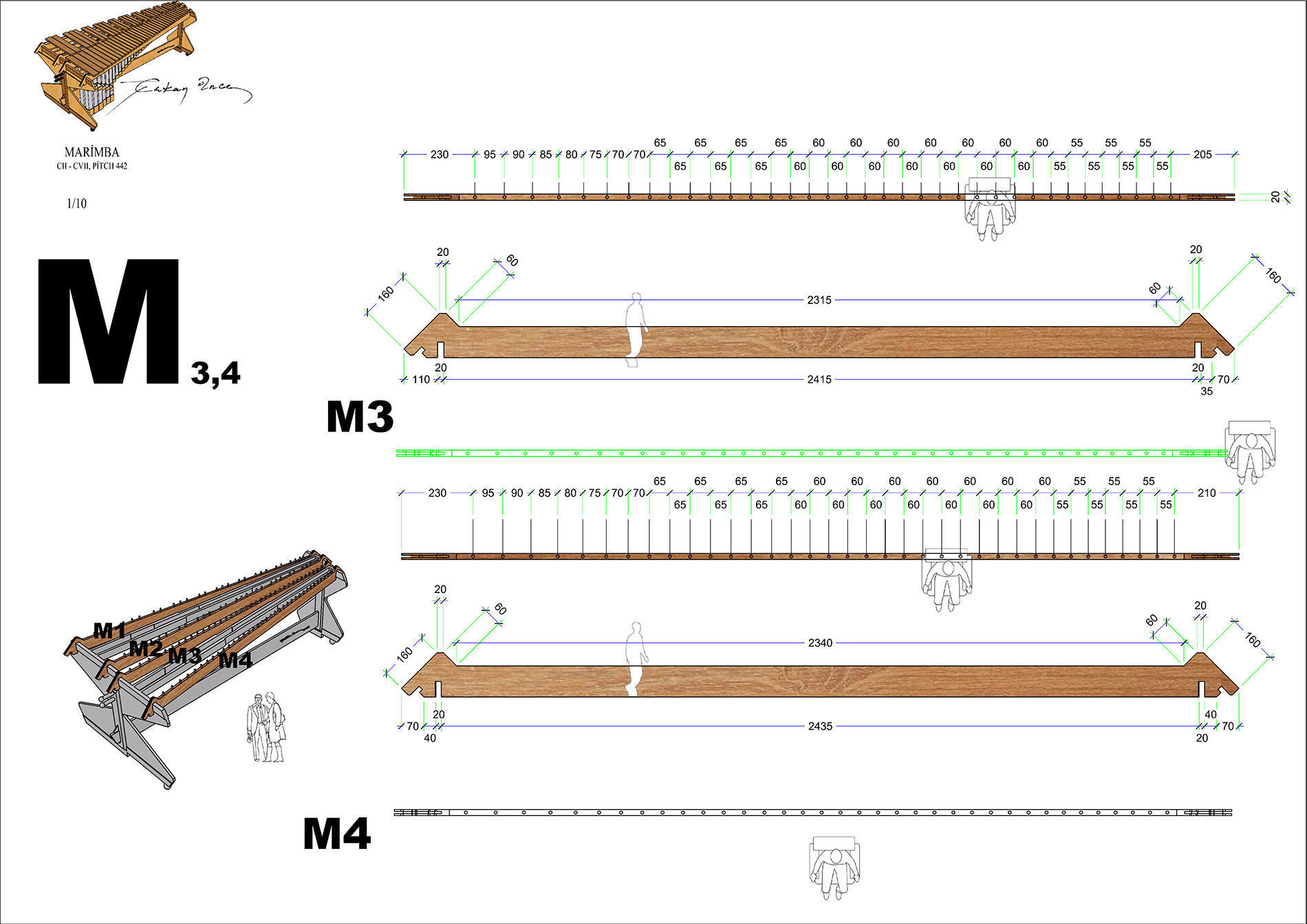 5 Octaves Artist Model Rosewood Marimba 3D model_12