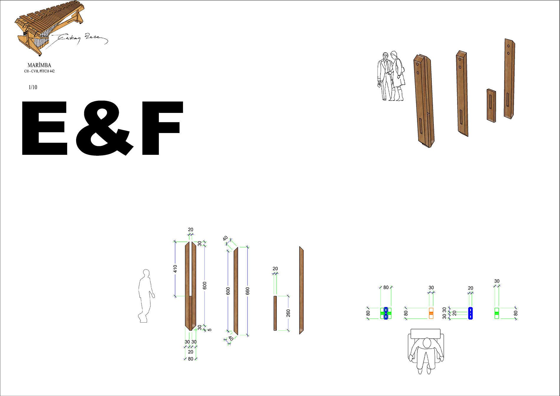 5 Octaves Artist Model Rosewood Marimba 3D model_10