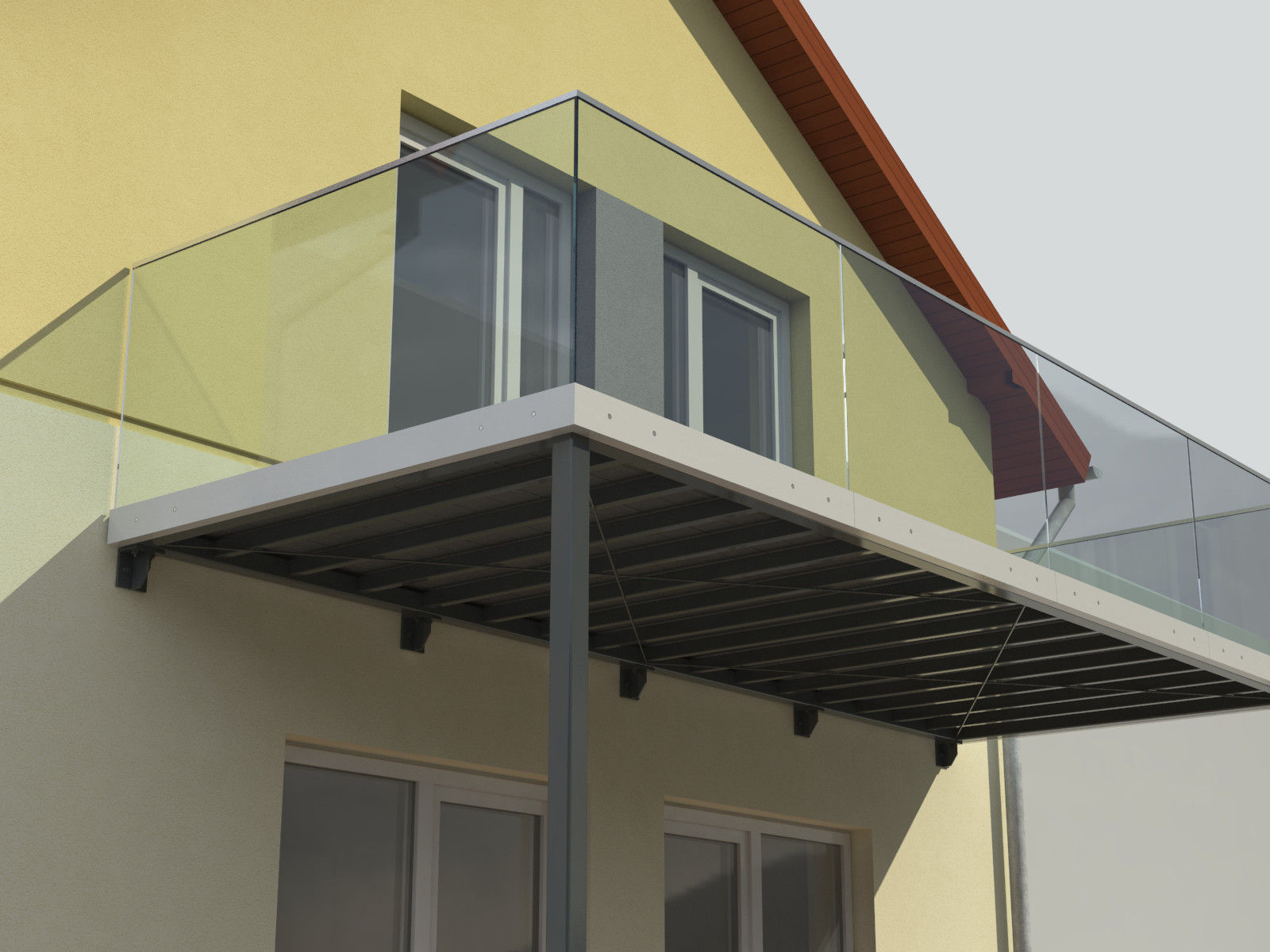 Balcony and railing 3D model_5