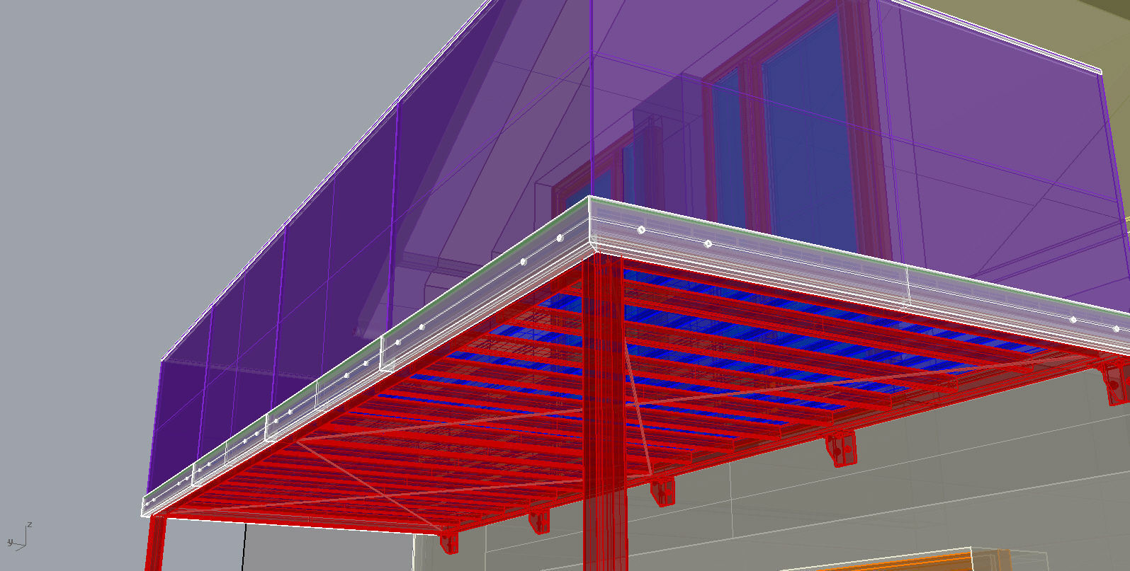 Balcony and railing 3D model_7