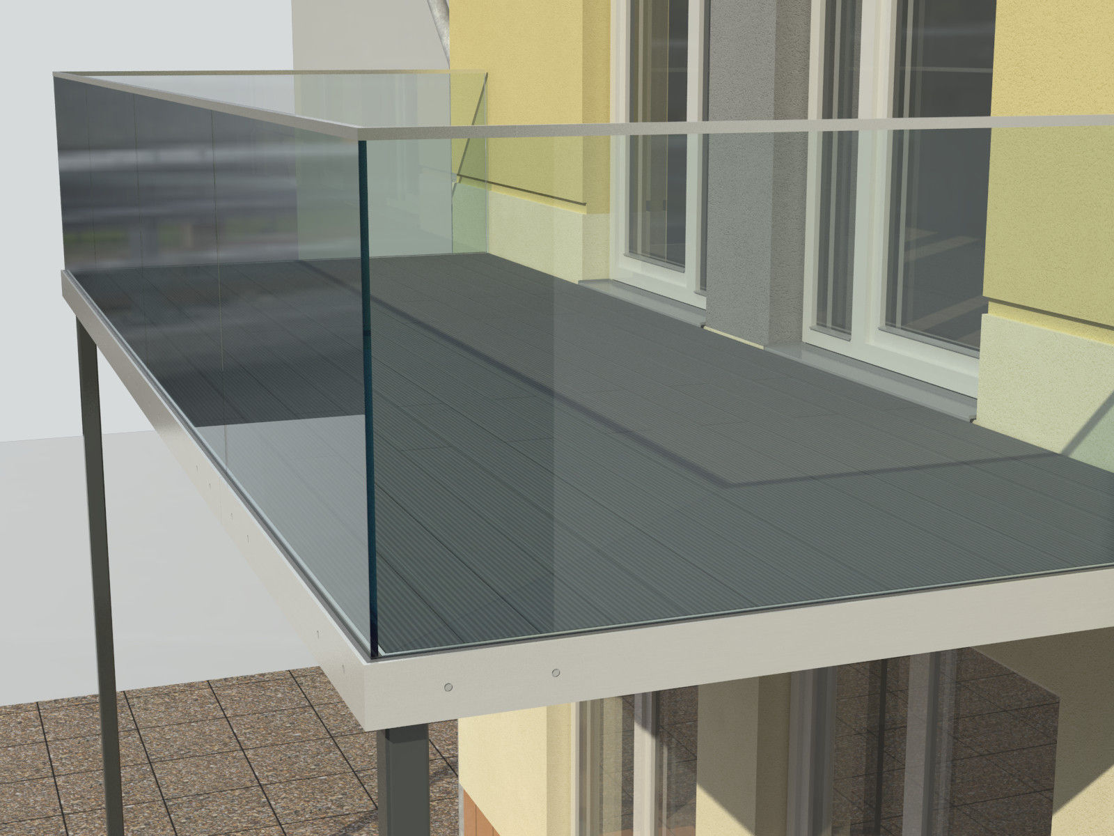 Balcony and railing 3D model_1