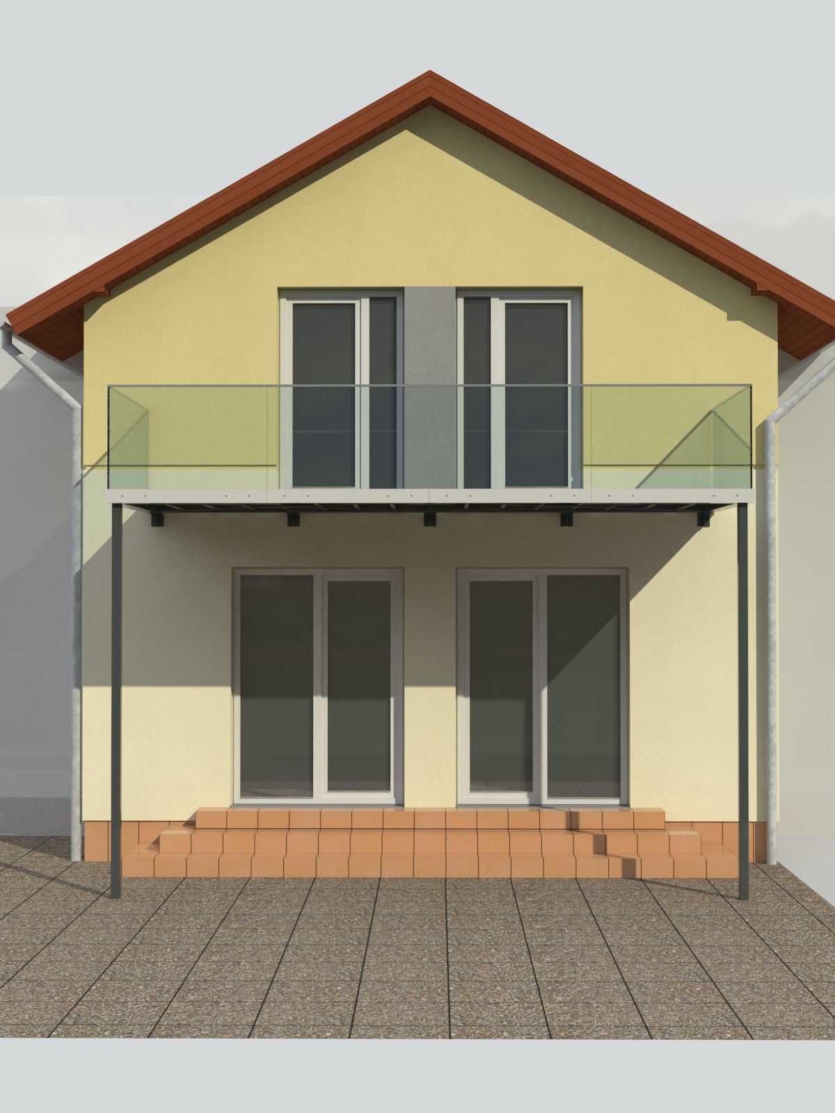 Balcony and railing 3D model_4