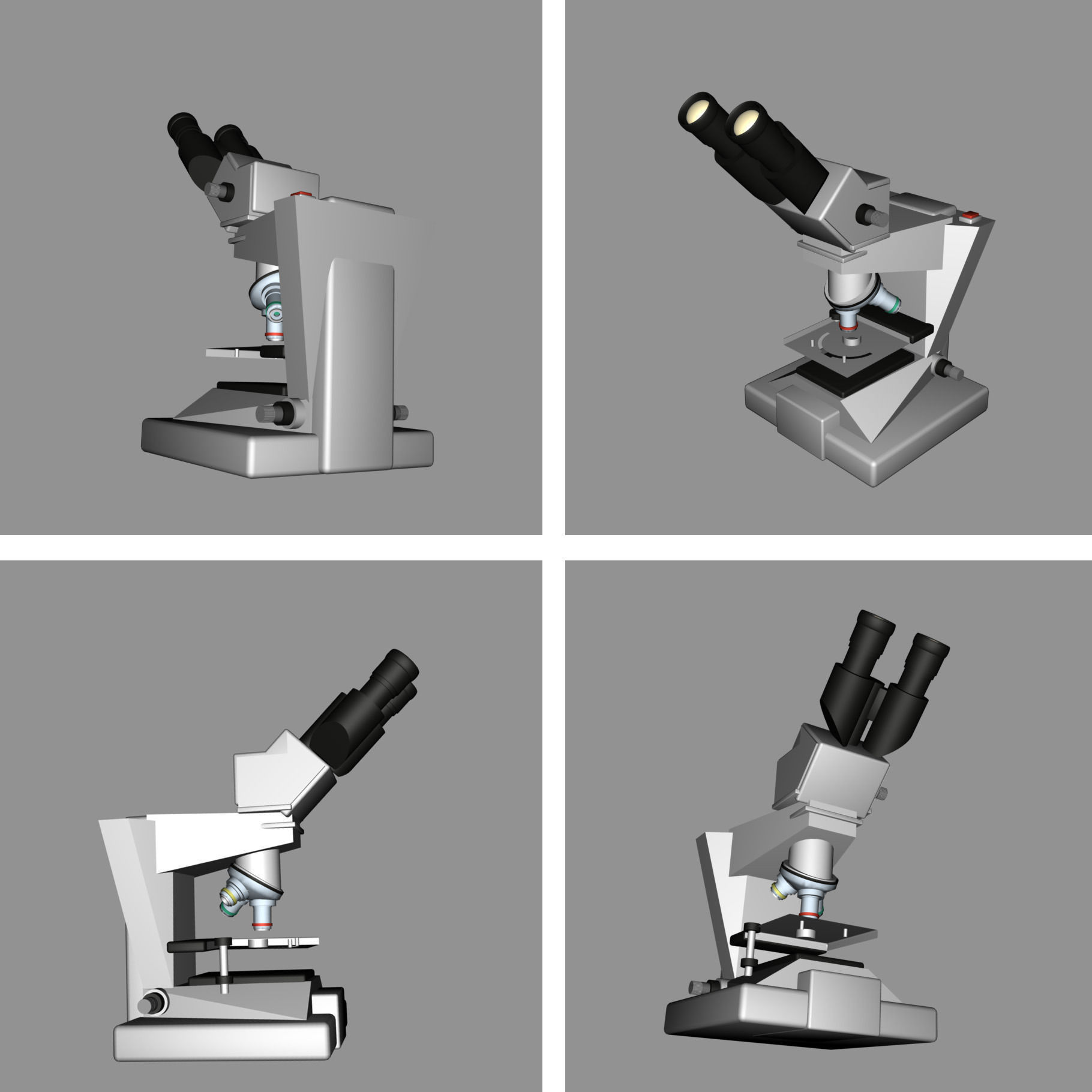 Microscope Low-poly 3D model_3