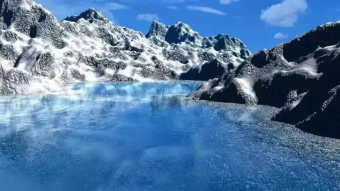 mountains frozen lake in