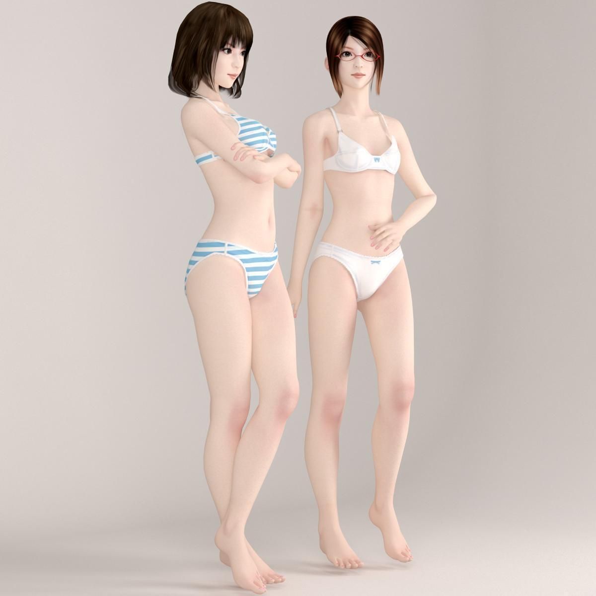 Natsumi and Mariko schoolgirl pose 06 3D model_10
