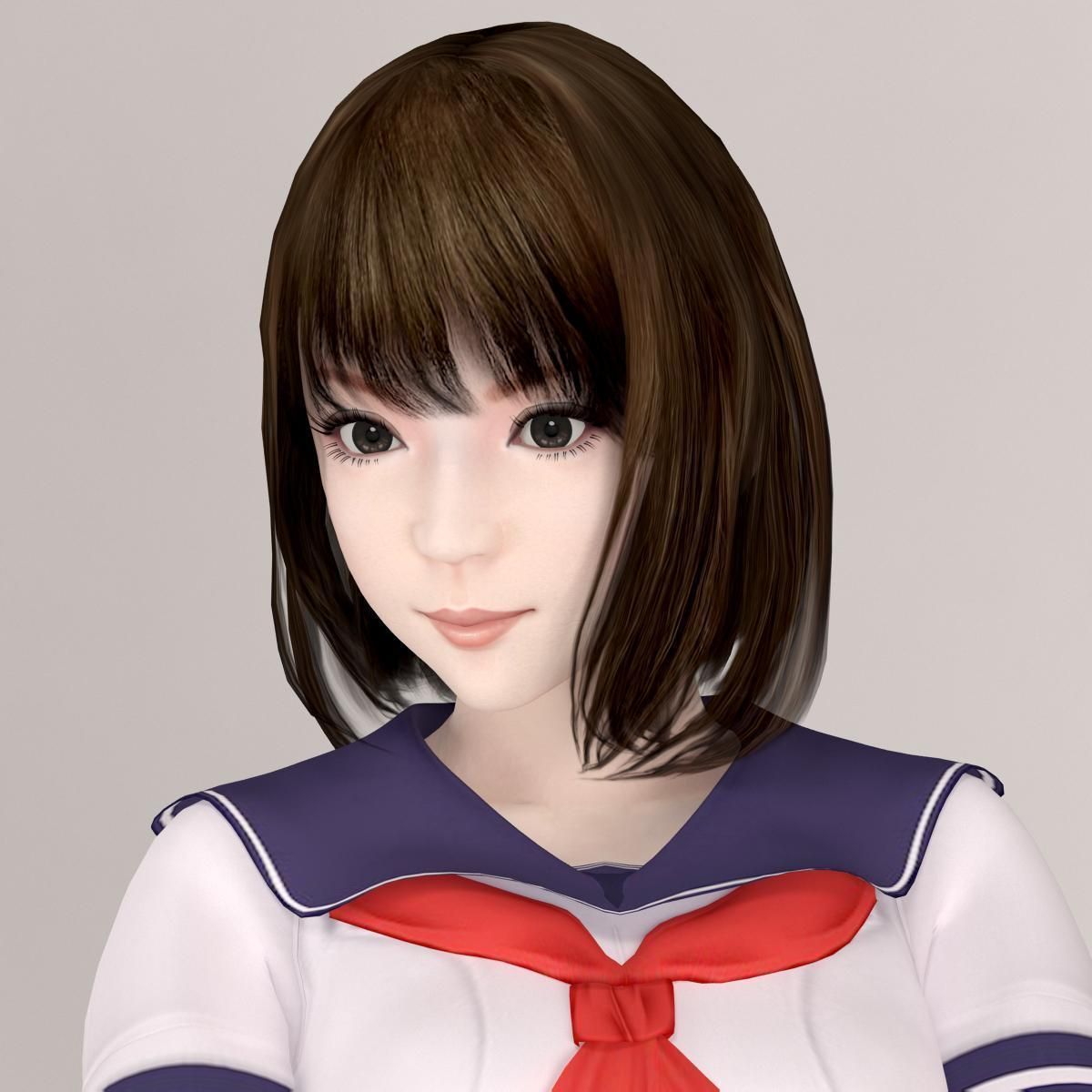 Natsumi and Mariko schoolgirl pose 06 3D model_2