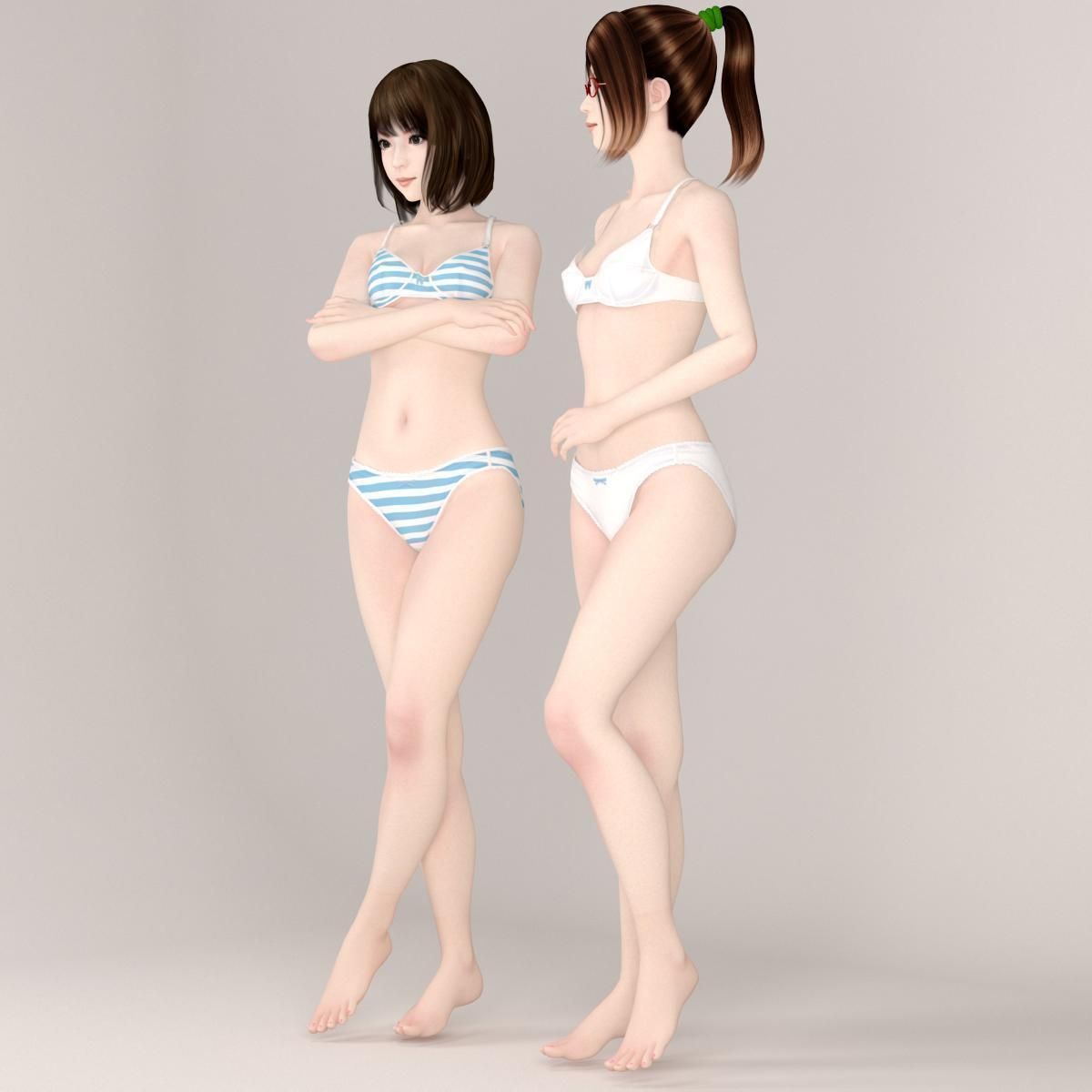 Natsumi and Mariko schoolgirl pose 06 3D model_7