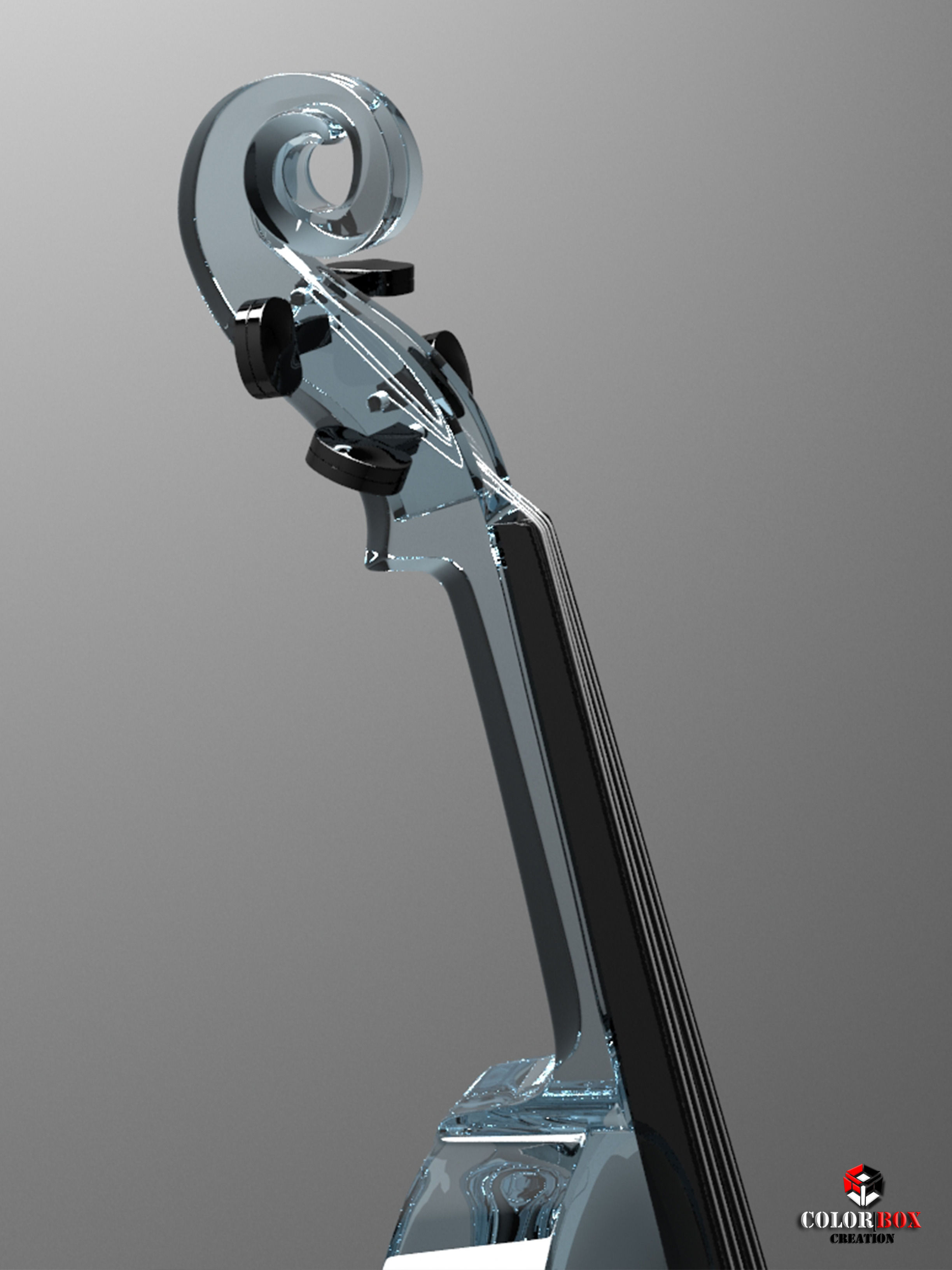 Violin made of glass 3D model_1