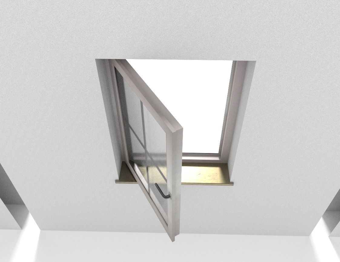 Window component Rigged and Animated Low-poly 3D model_8