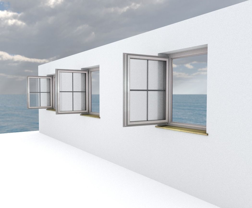 Window component Rigged and Animated Low-poly 3D model_9