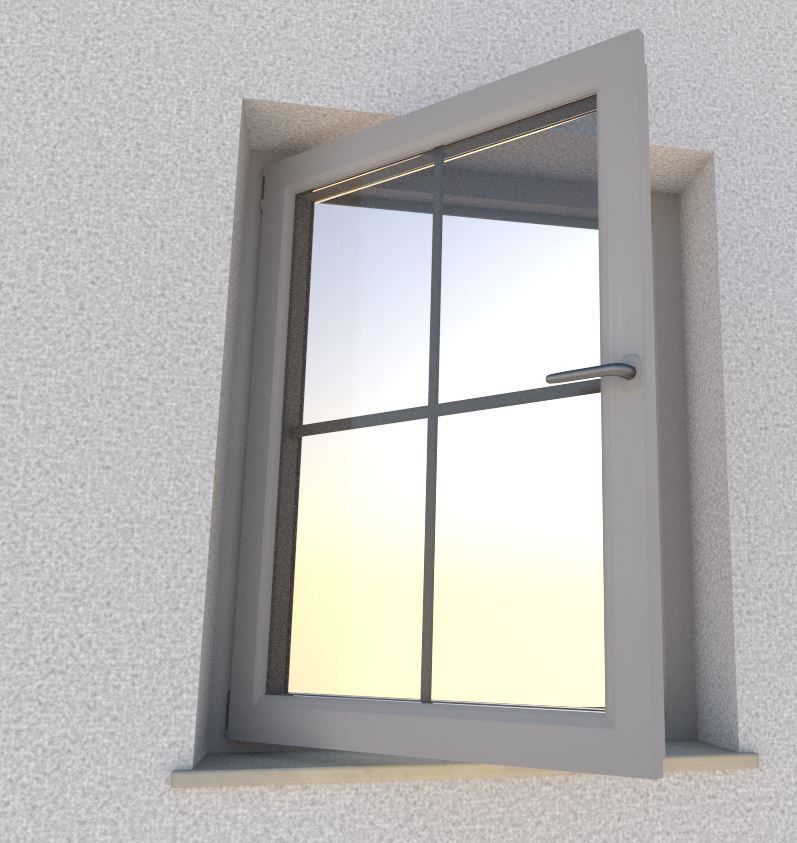 Window component Rigged and Animated Low-poly 3D model_5