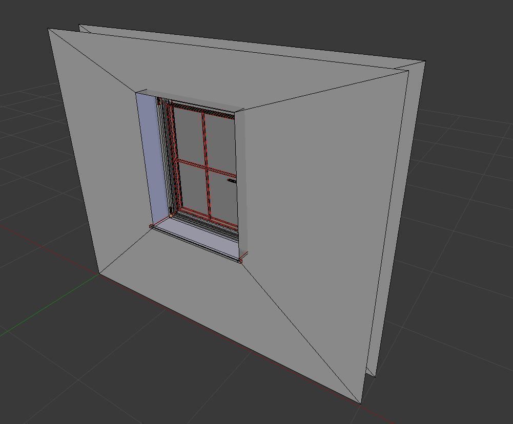 Window component Rigged and Animated Low-poly 3D model_15