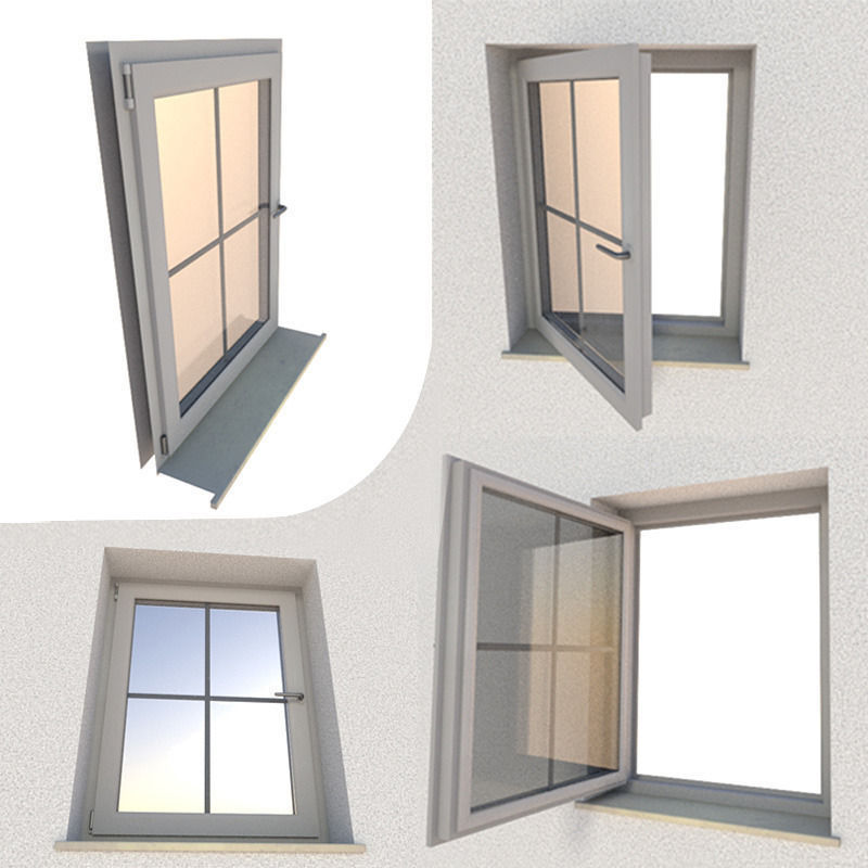 Window component Rigged and Animated Low-poly 3D model_3