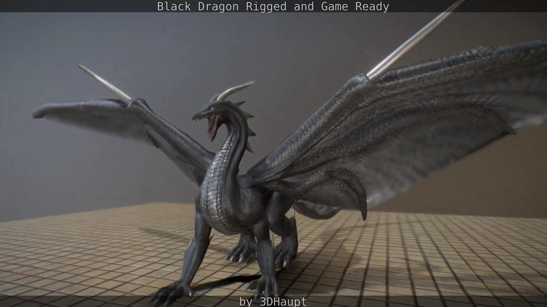 Black Dragon Rigged and Game Ready Low-poly 3D model_94