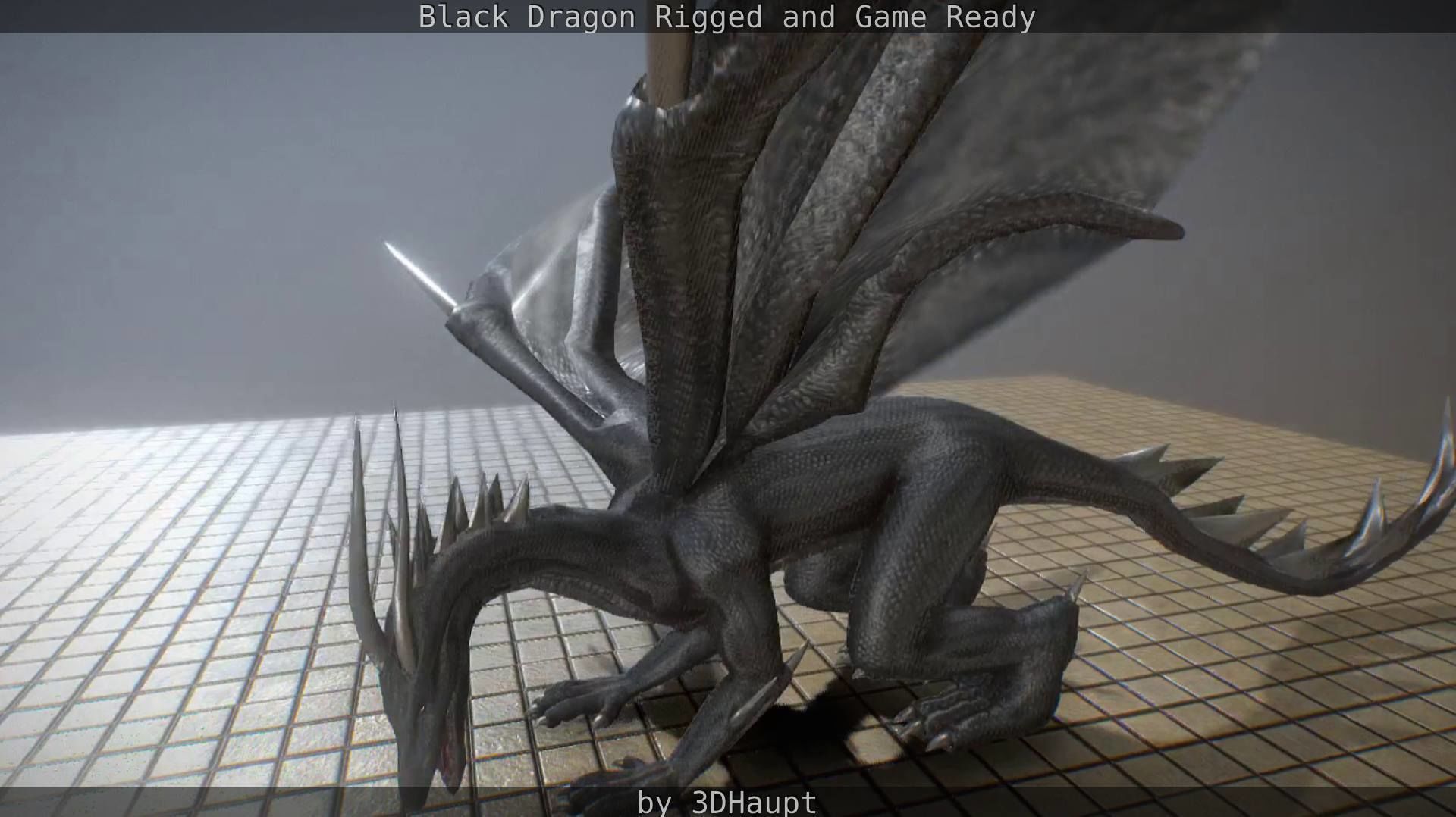 Black Dragon Rigged and Game Ready Low-poly 3D model_26
