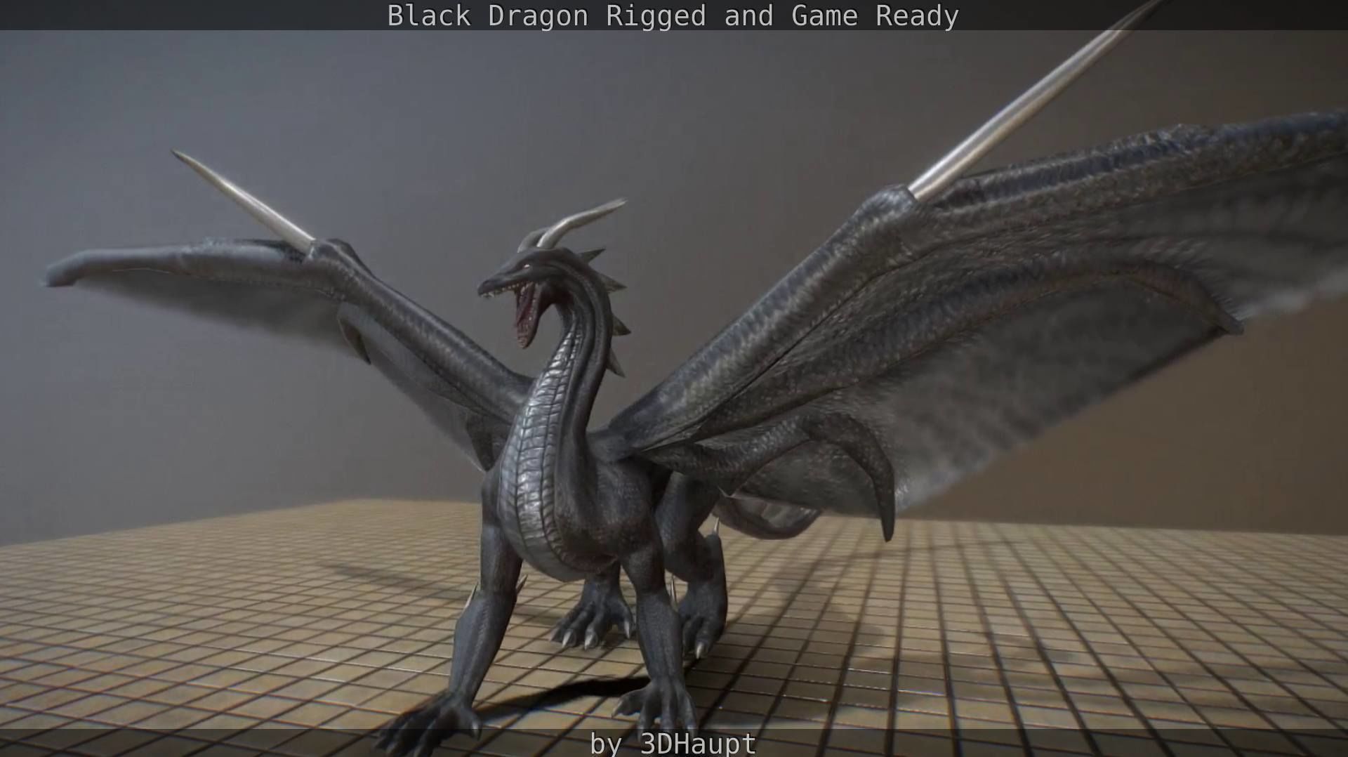 Black Dragon Rigged and Game Ready Low-poly 3D model_95