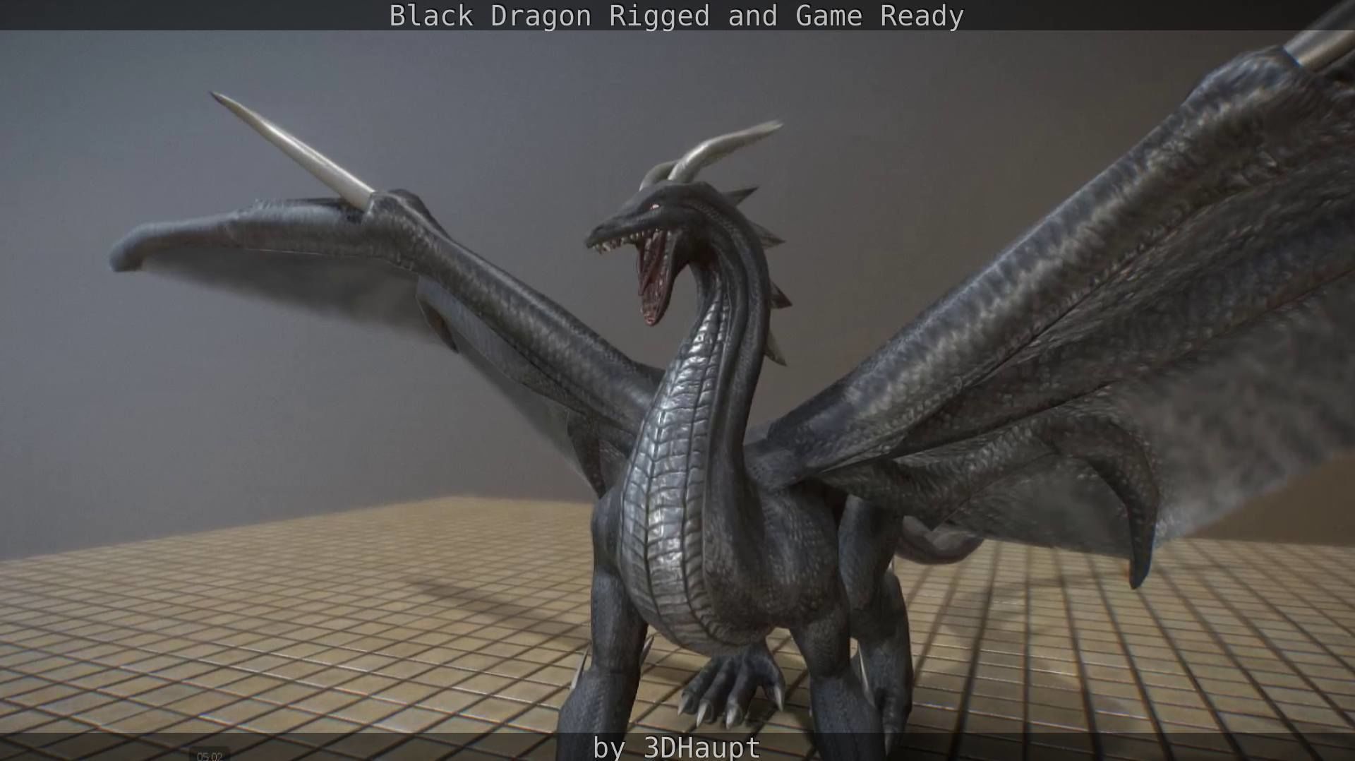Black Dragon Rigged and Game Ready Low-poly 3D model_66