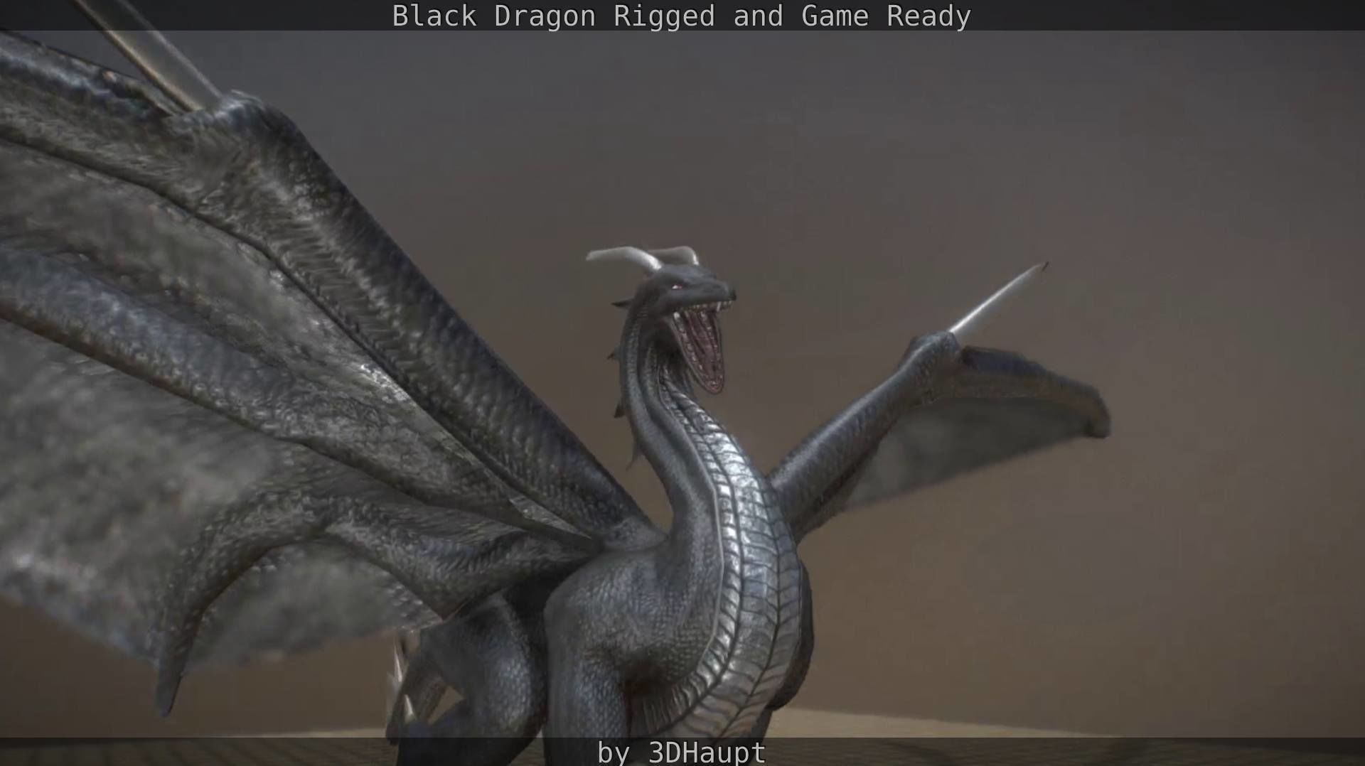 Black Dragon Rigged and Game Ready Low-poly 3D model_69